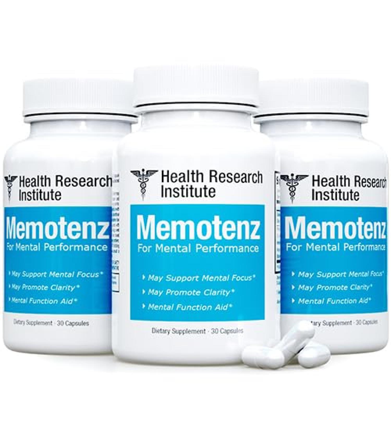 Memotenz Brain Function Support - 3 btl- 90 Capsules - Brain Booster for Memory Clarity and Focus - Mental Focus Nootropic