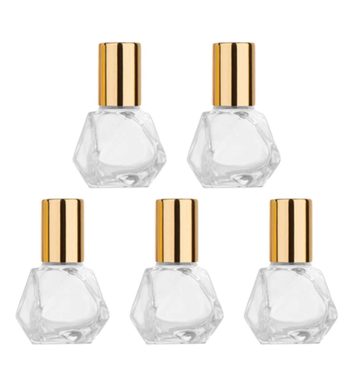 Minkissy Glass Roll-On Bottle Set - 5pcs 8ml Polygonal Roller Bottles with Stainless Steel Ball for Home & Outdoor Use - International Shipping Available - Buy Online on GoSupps.com