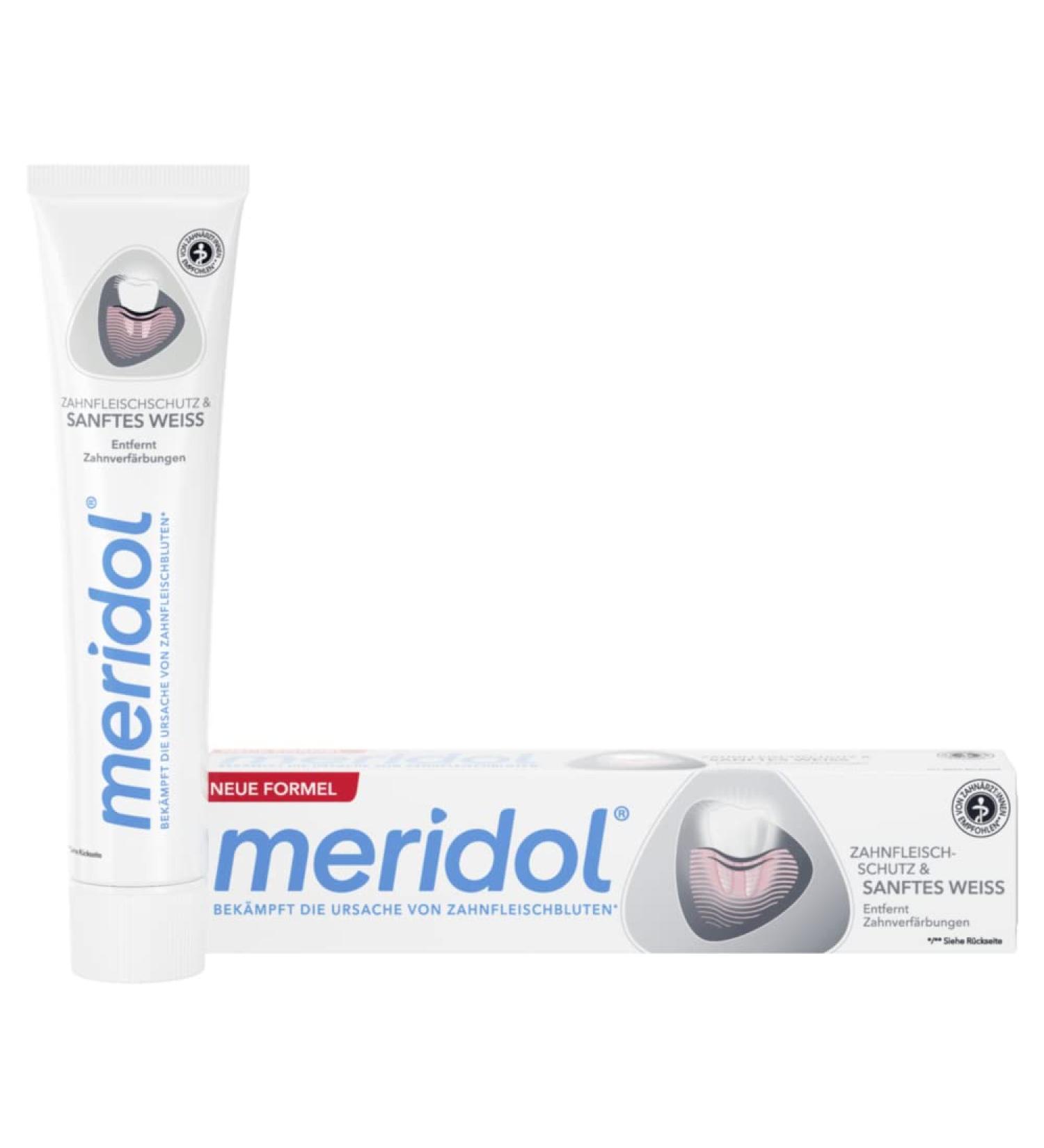 Meridol Toothpaste Gentle White 75 ml - Antibacterial Protection & Naturally White Teeth - Prevent Gum Infections (1-Pack) - Buy Online on GoSupps.com