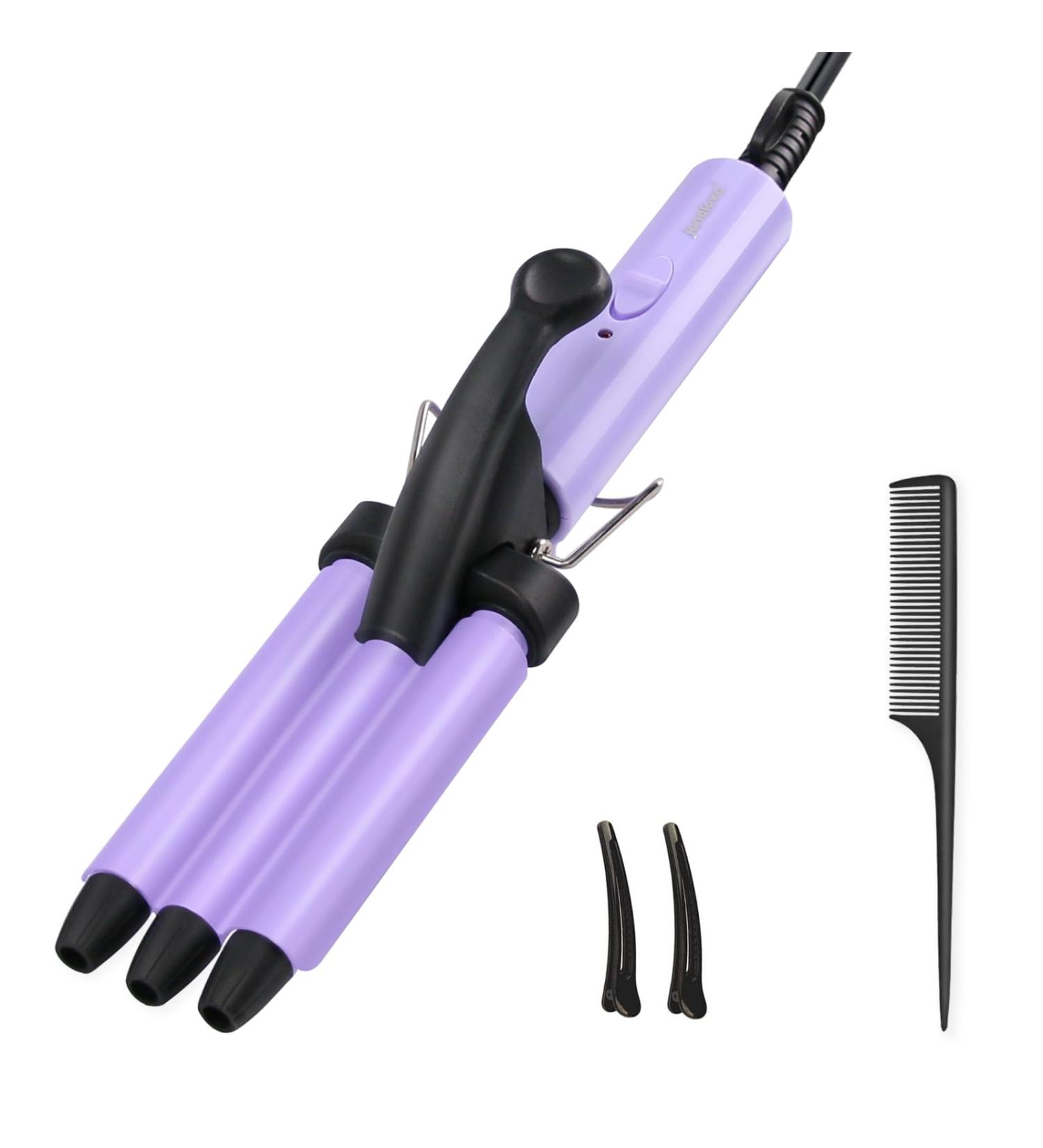 Janelove 13mm Mini Curling Iron for Short Hair - Travel-Friendly Beach Waves Curling Iron - 200 C Purple Wave Iron for Thin Hair - Buy Online on GoSupps.com