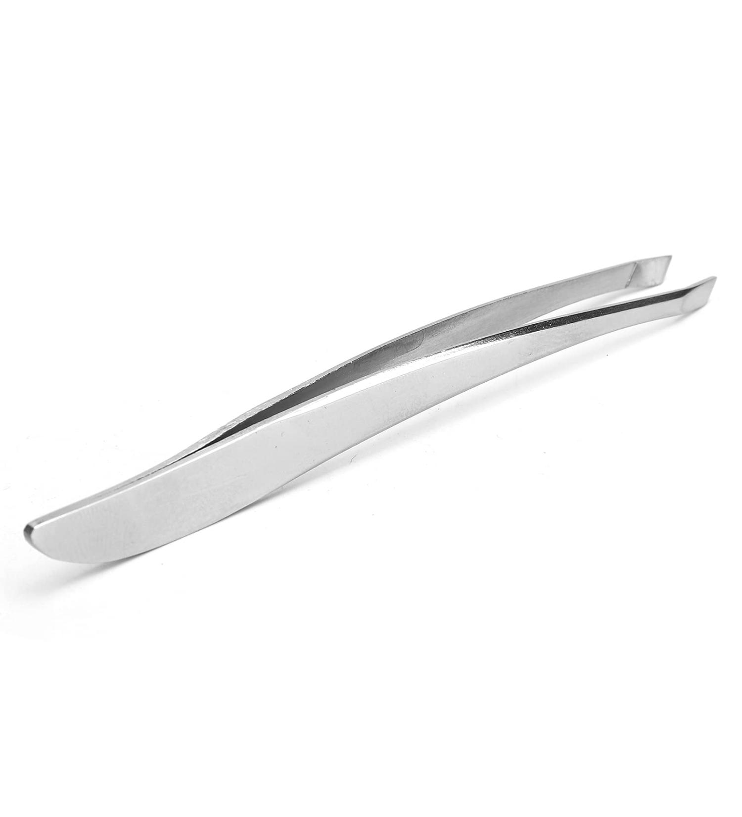 Premium Stainless Steel Eyebrow Tweezers - Non-Slip Handle Precision Tip & Portable Clip for Perfect Brow Shaping - Buy Online on GoSupps.com