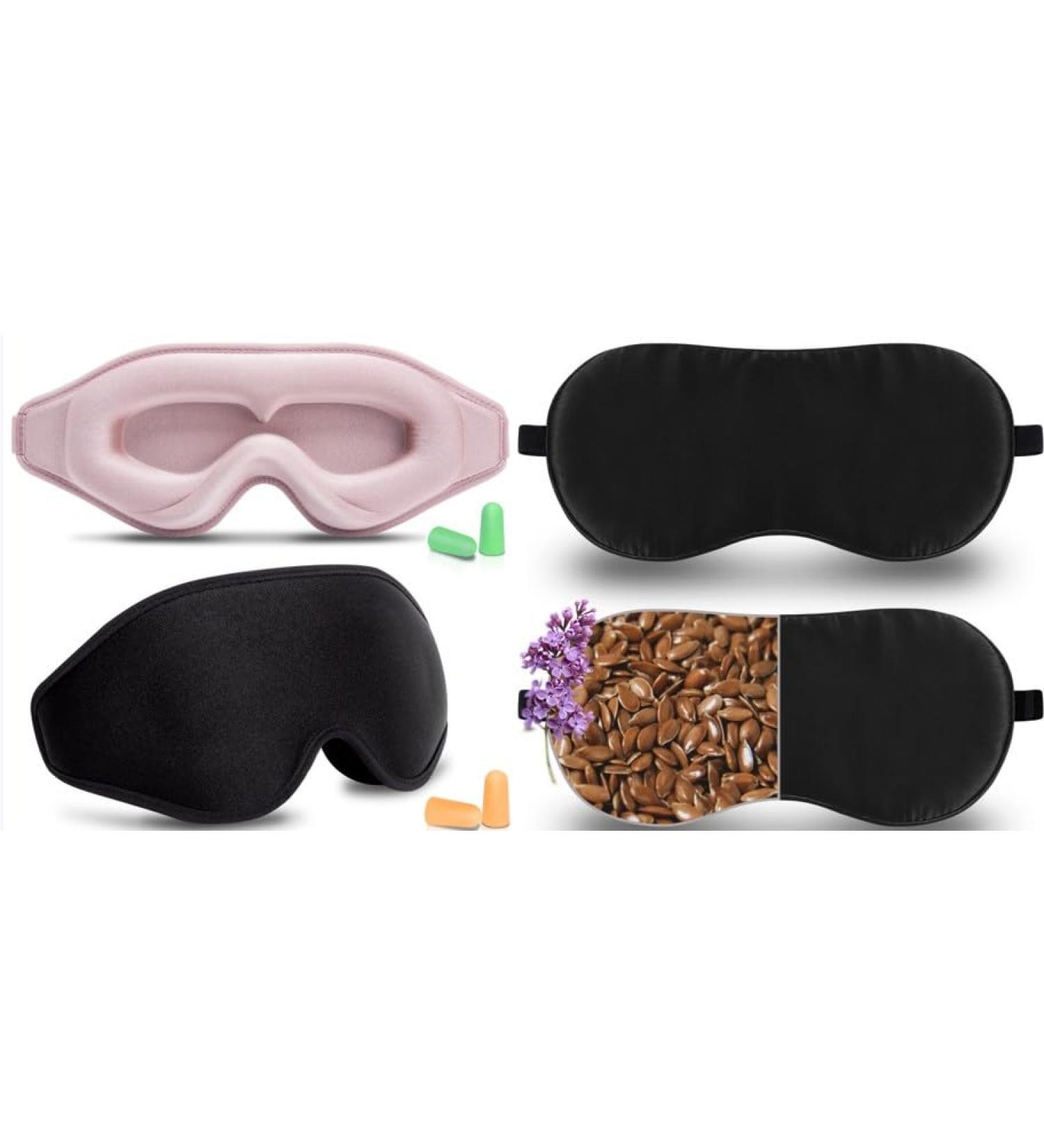 2 Pack 3D Eye Mask & Warm Eye Compress Set - Black | Soothing Eye Relief Combo - Buy Online on GoSupps.com