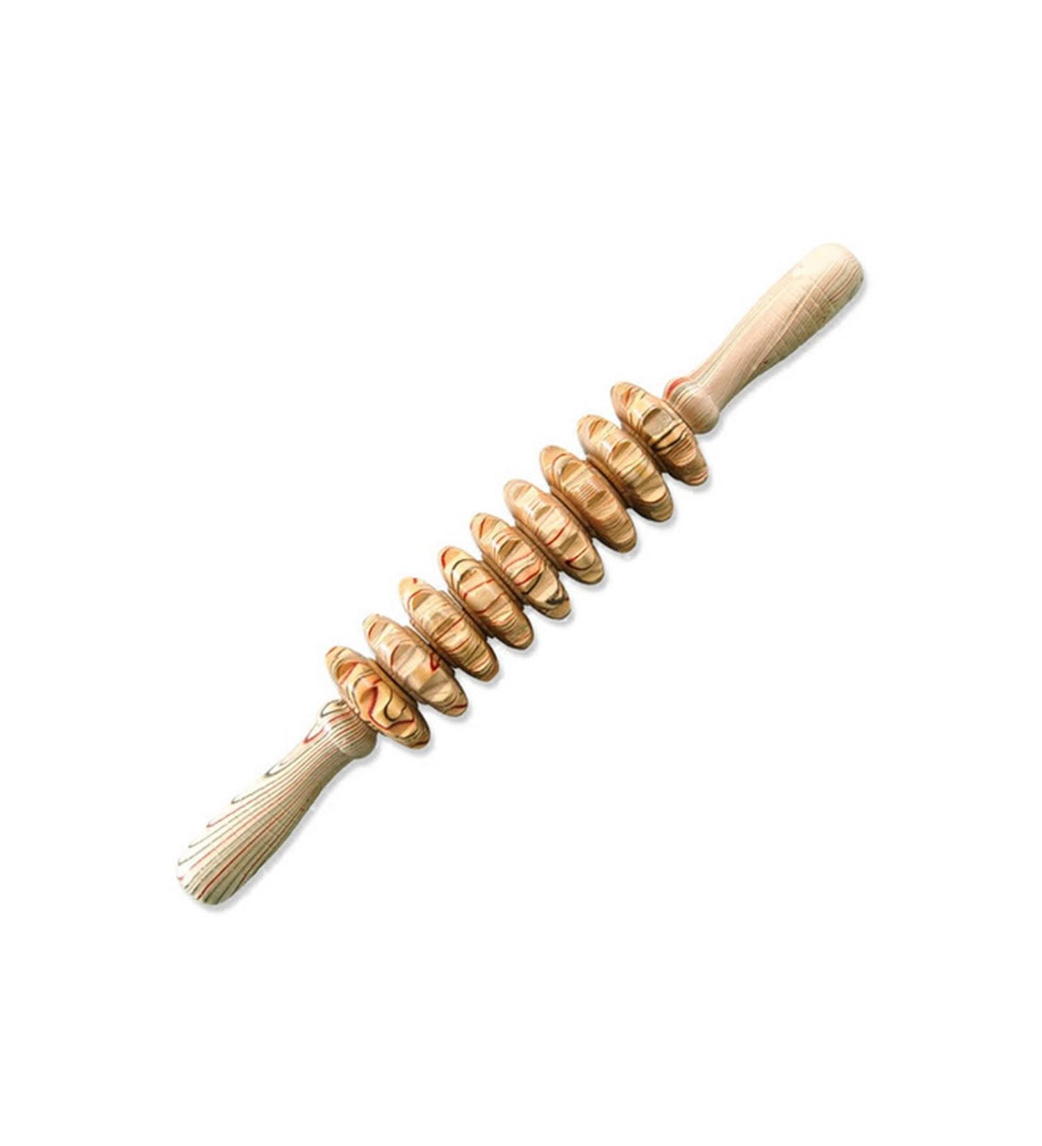 9-Wheel Wooden Belly Fitness Roller - Multifunctional Muscle Relaxing Tool for Anti-Cellulite & Back Massage | International Shipping - Buy Online on GoSupps.com