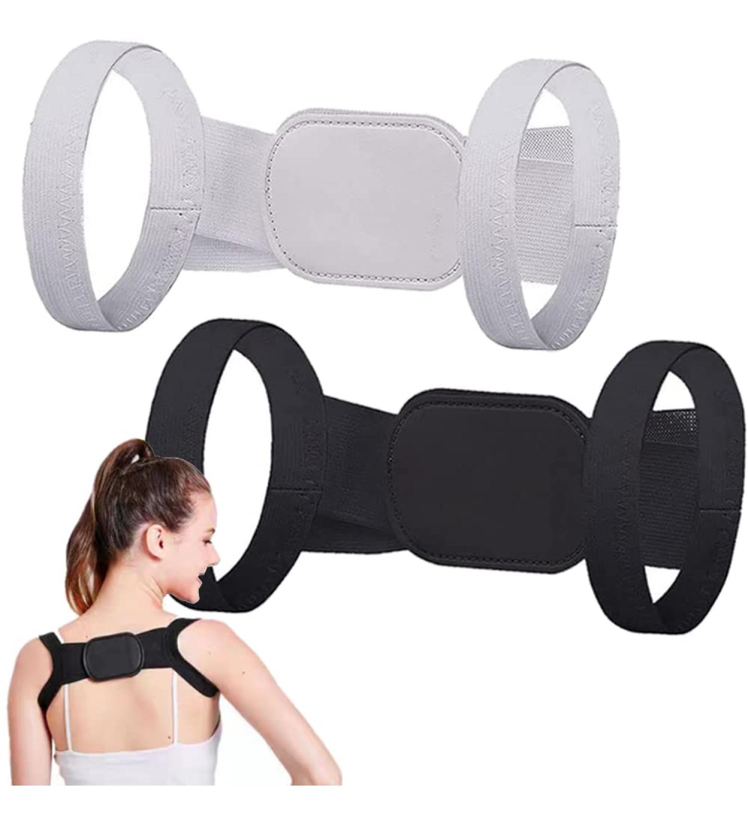 Posture Pro Fix Neck and Shoulder Corrector - Adjustable Upper Posture Support for Women and Men - Breathable Back Straightener - Size M (40kg-60kg) - White+Black - Buy Online on GoSupps.com