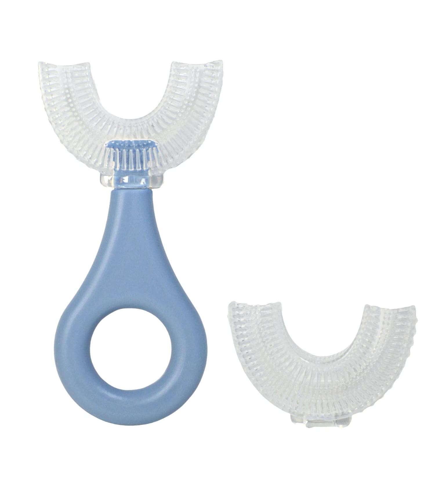 Happy Bubble Kids U-Shaped Toothbrush - Age 2-5 (Blue) | Premium Soft Silicone Toddler Toothbrush - Buy Online on GoSupps.com