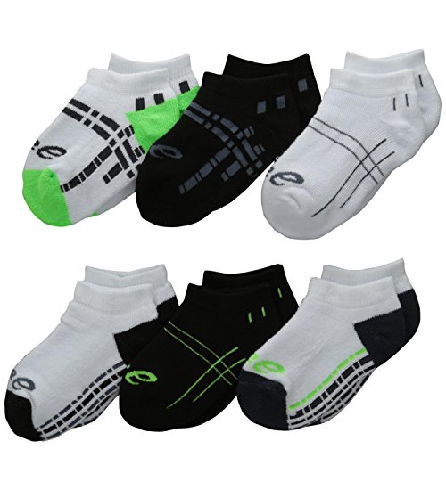 ASICS Lil' Runner No Show Socks Medium Green Gecko Assorted
