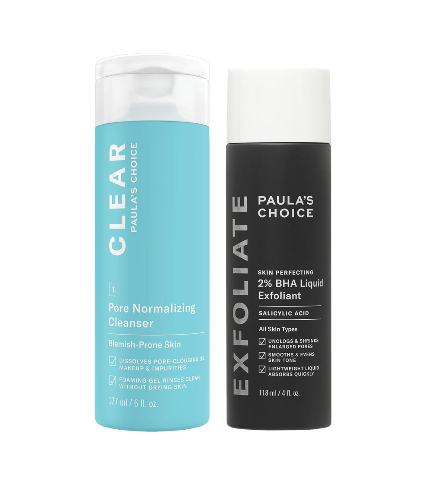 Paula's Choice Cleanse + Clear - CLEAR Cleanser & 2% BHA Exfoliant - Removes Pore Clogging Impurities & Blackheads Fights Breakouts Softens Skin - with Salicylic Acid - Combination to Oily Skin - Buy Online on GoSupps.com