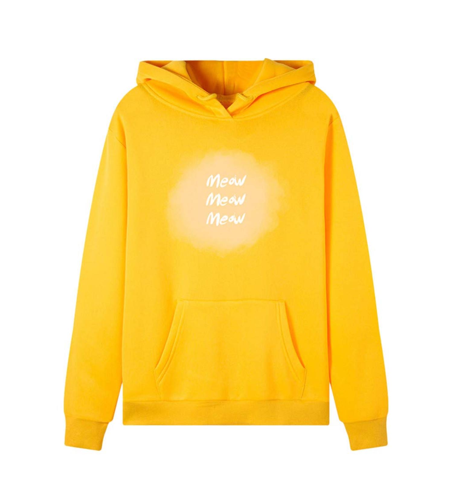 Bigfanshu in Women's Clothing Long Sleeve Print Hooded Sweatshirt Autumn&Winter Blouse Lady Tops Yellow - Buy Online on GoSupps.com