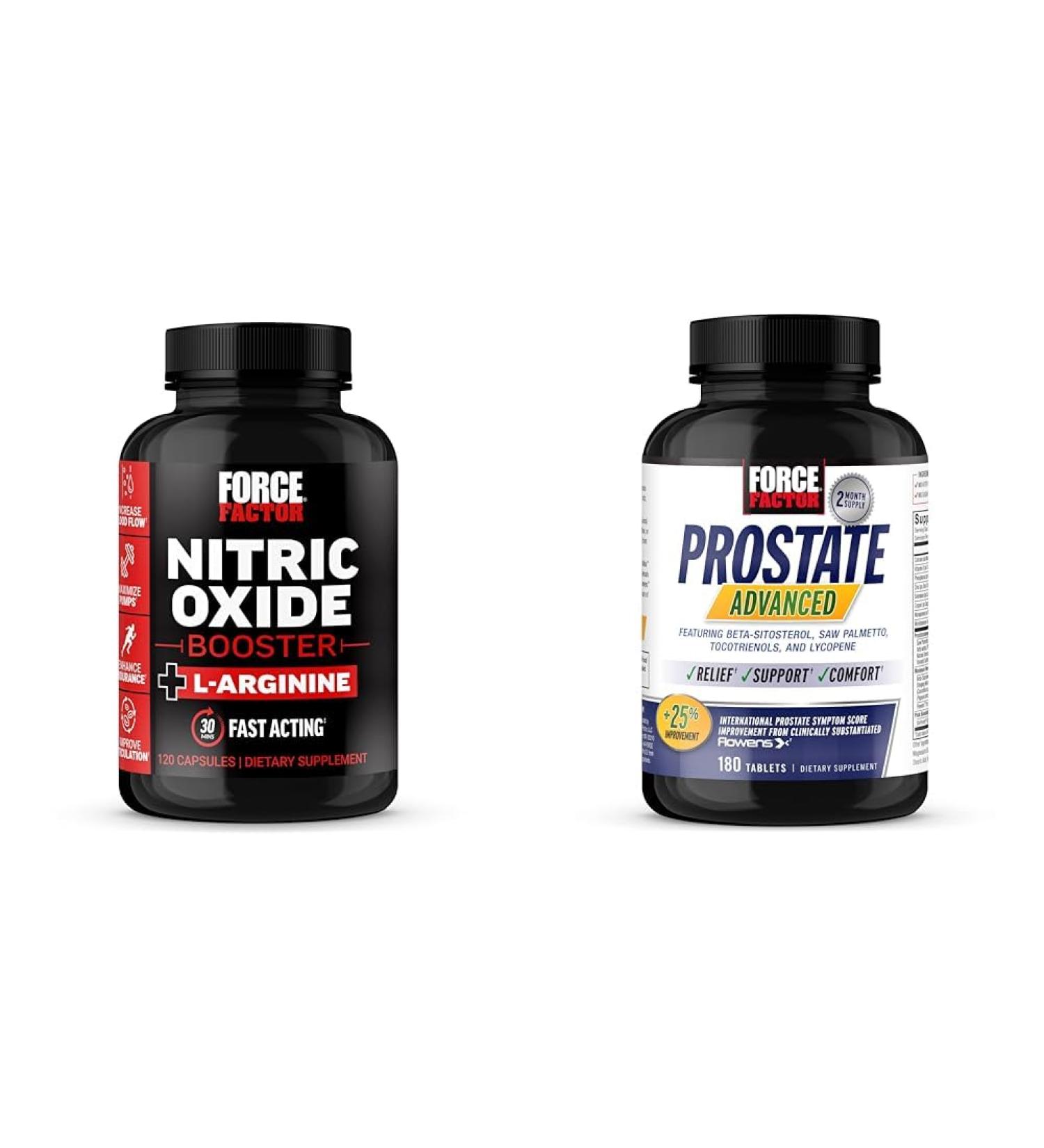 Nitric Oxide Booster Fast-Acting Formula with L-Arginine 120 Capsules + Prostate Advanced Bladder & Urinary Relief with Saw Palmetto Beta-Sitosterol 180 Tablets