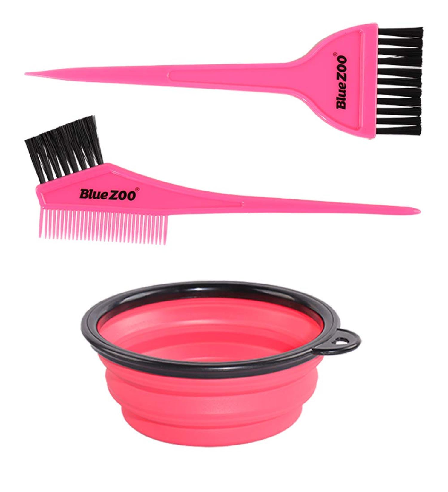 Hair Dye Coloring Kit - Tinting Bowl, Dye Brushes, Sharp Tail Comb - DIY Beauty Salon Tools in Elegant Pink (Set of 3) - Buy Online on GoSupps.com