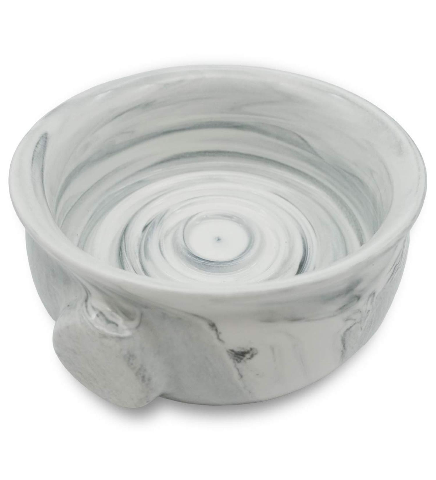 Bicrops Ceramic Shaving Soap Bowl for Men - Non-Slip Handle, Wide Mouth, Large Capacity - White & Black - Buy Online on GoSupps.com