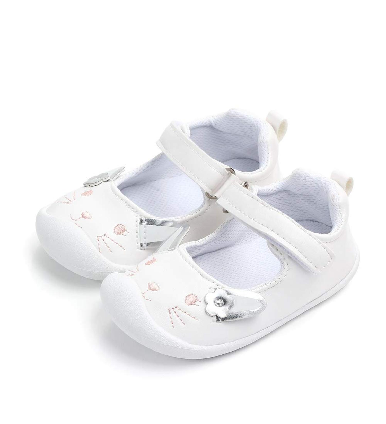 LACOFIA Baby Girls Mary Jane Flats - Infant Anti-Slip First Walking Shoes (Size 4 UK Child) White - Buy Online on GoSupps.com