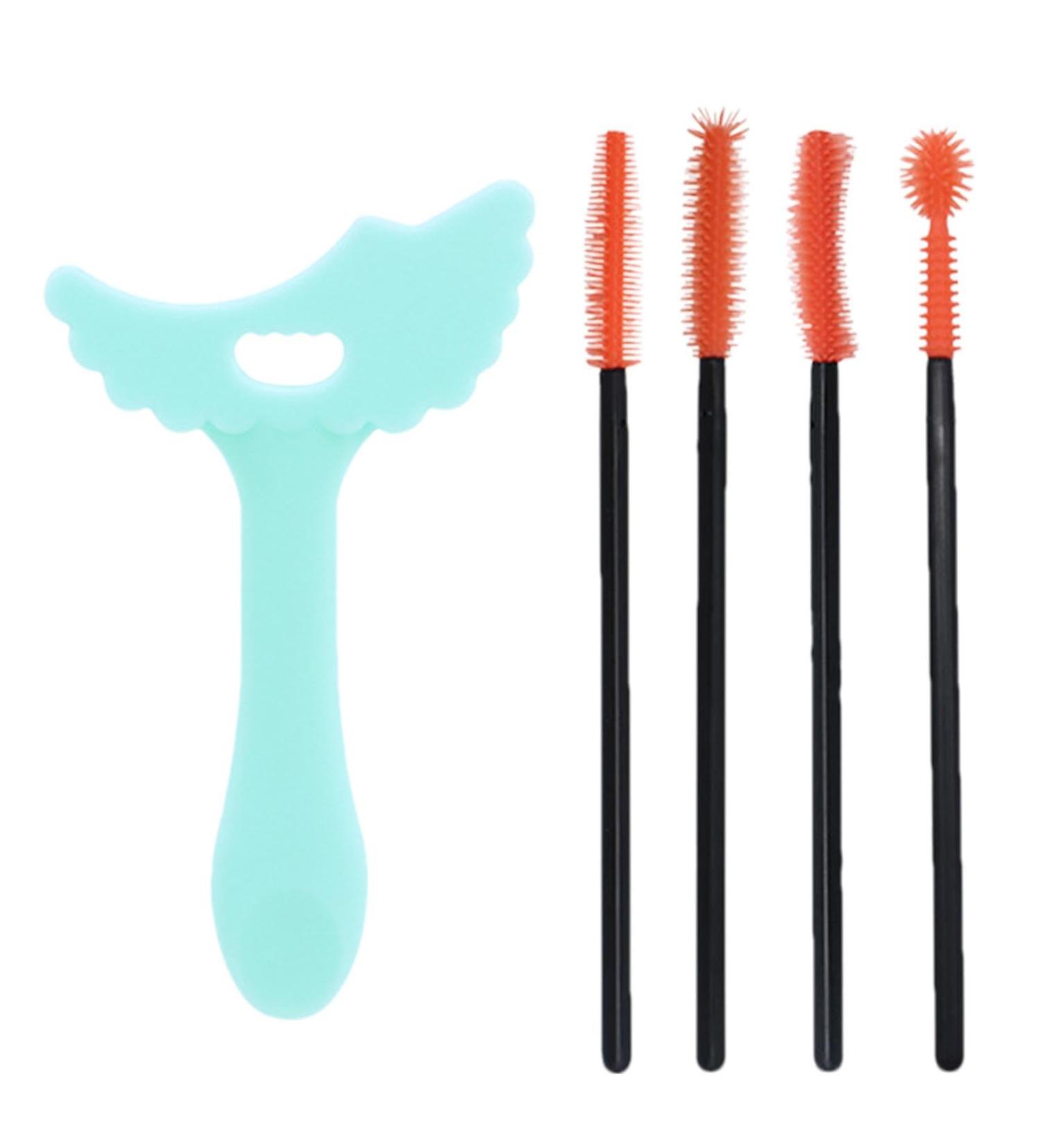 Mascara Shield Applicator Silicone Mascara Shield Stencil Silicone Eye Makeup Tool for Dating Night Out and Daily Use Green + Eyelash Brush - Buy Online on GoSupps.com