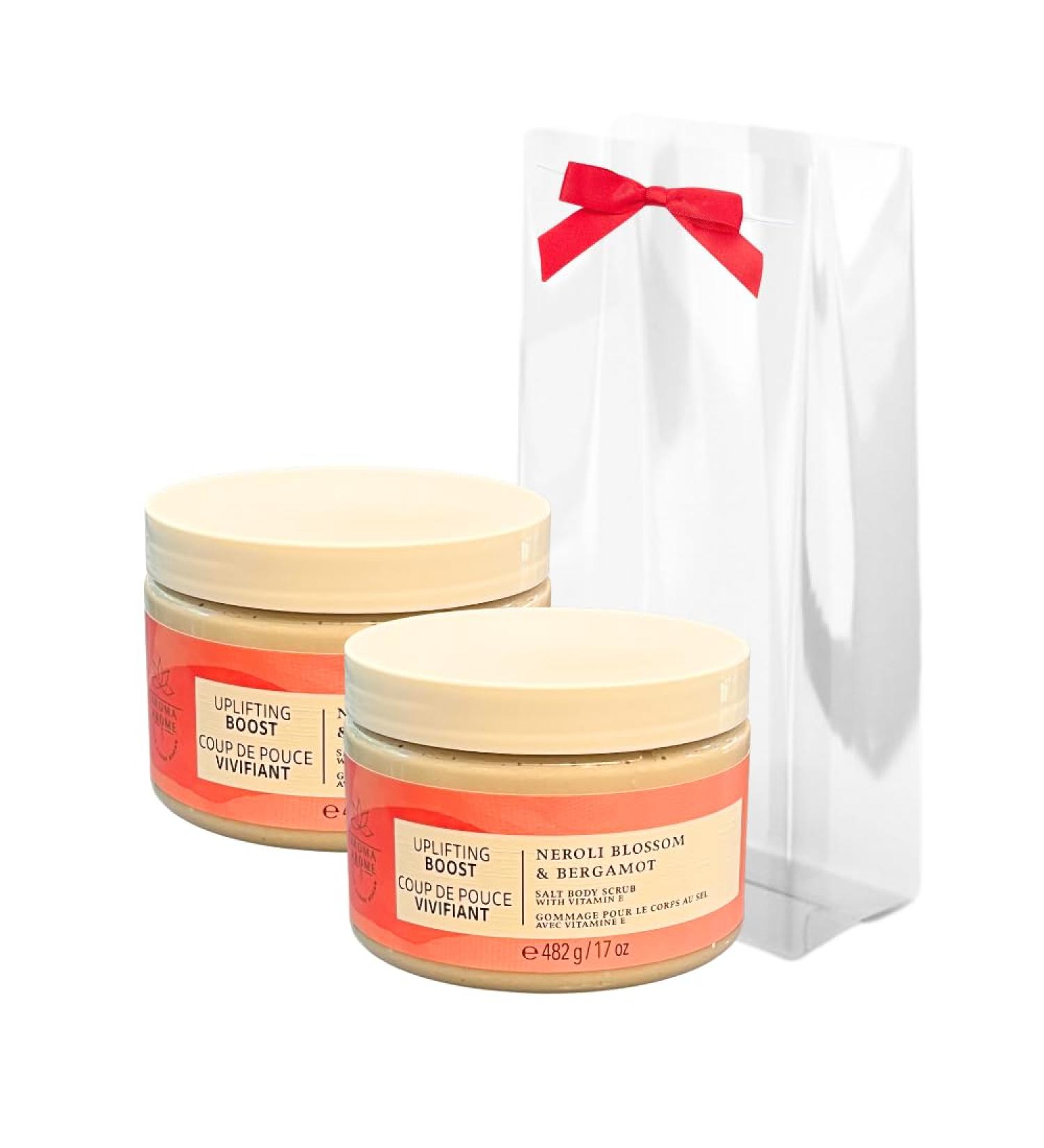 Bath & Body Works Aroma NEROLI BLOSSOM & BERGAMOT Salt Body Scrub 2-piece Gift Set with a Red Bow for Holidays 17 oz - Buy Online on GoSupps.com
