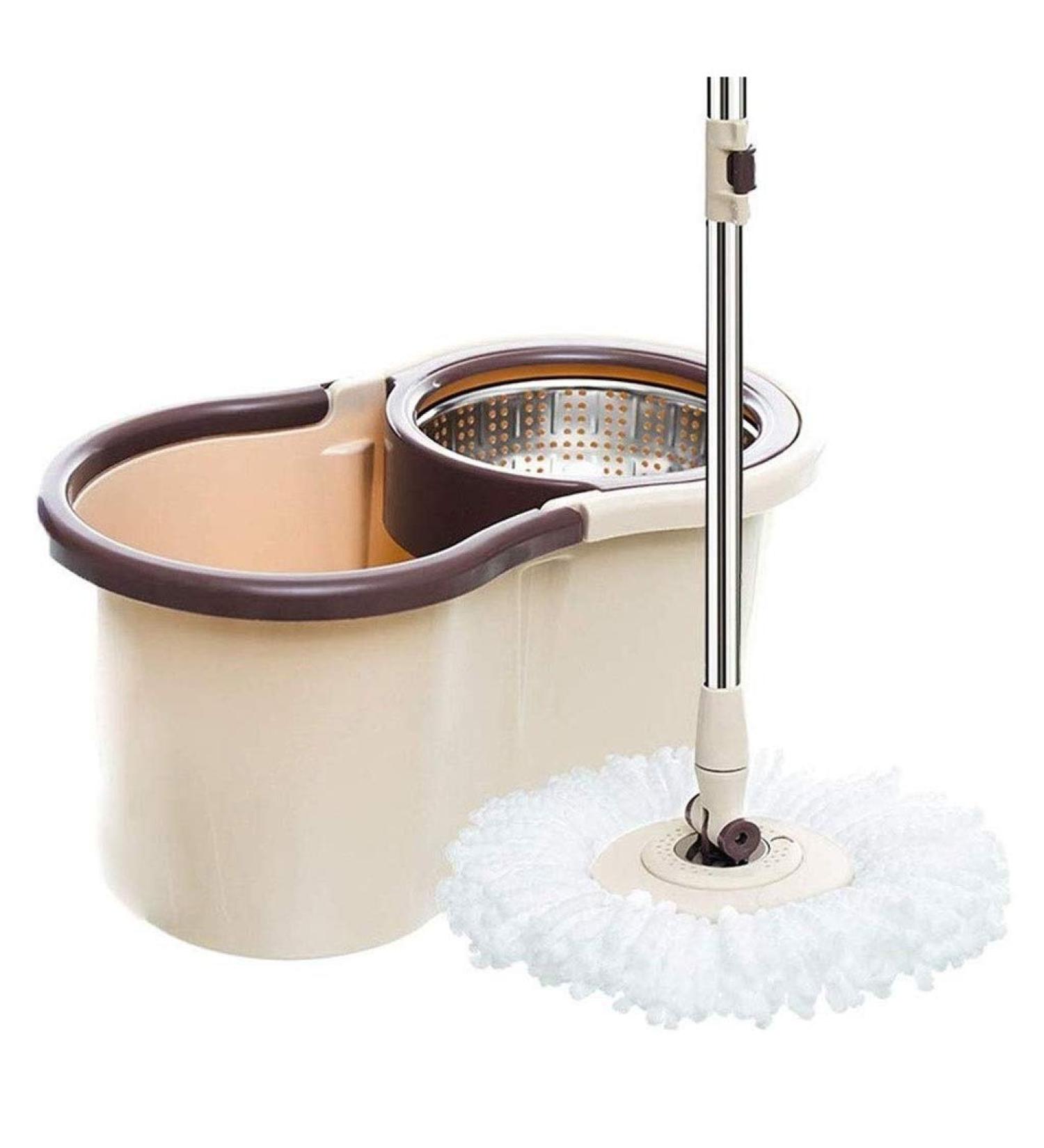 Rotating Mop Wheel Bucket System with Stainless Steel Set for Floor Cleaning with Extended Length Adjustable Handle to pursue happiness - Buy Online on GoSupps.com