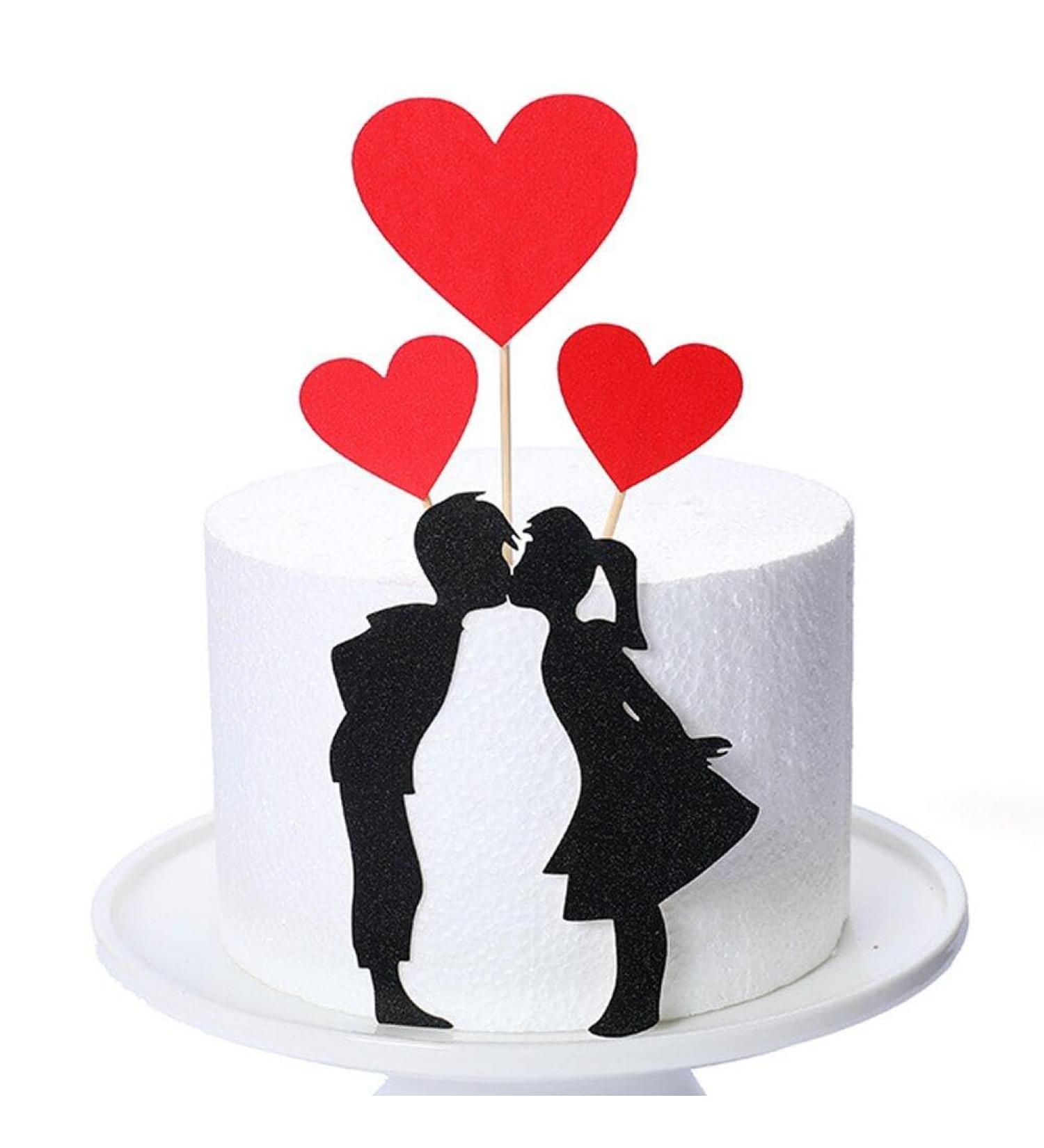 Cartoon Lover Couple Cake Toppers Valentines Day Wedding Party Decorations Cupcake Decors Hearts Engagement Gifts Decor Style3 - Buy Online on GoSupps.com