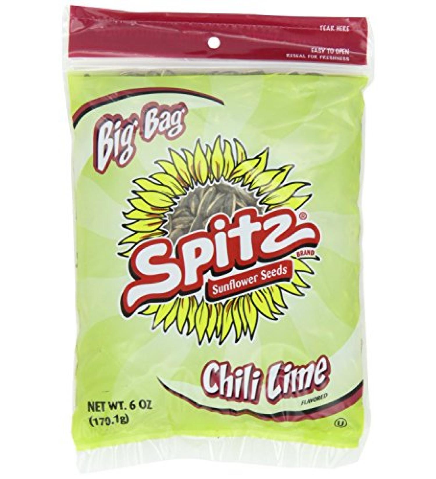 Spitz, Sunflower Seeds, Chili Lime Flavored, Big Bag, 6oz Bag (Pack of 4) Chili Lime 6 Ounce (Pack of 4)