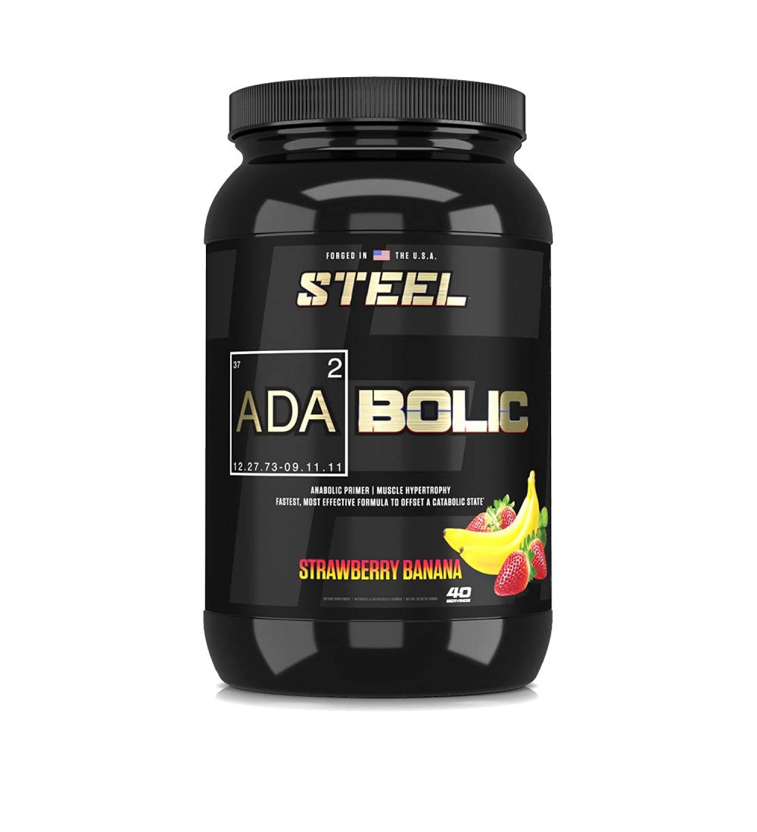 Steel Supplements ADABolic Pre Workout - Muscle Builder & Recovery Drink - Strawberry Banana Flavor - 40 Servings - Buy Online on GoSupps.com