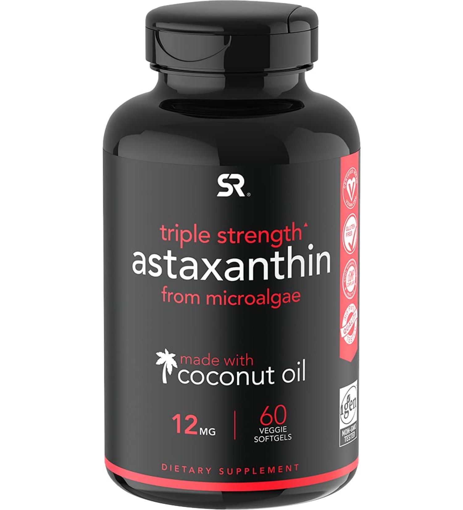 Buy Sports Research Triple Strength Astaxanthin 12mg - 60 Veggie Softgels for Optimal Health - Buy Online on GoSupps.com