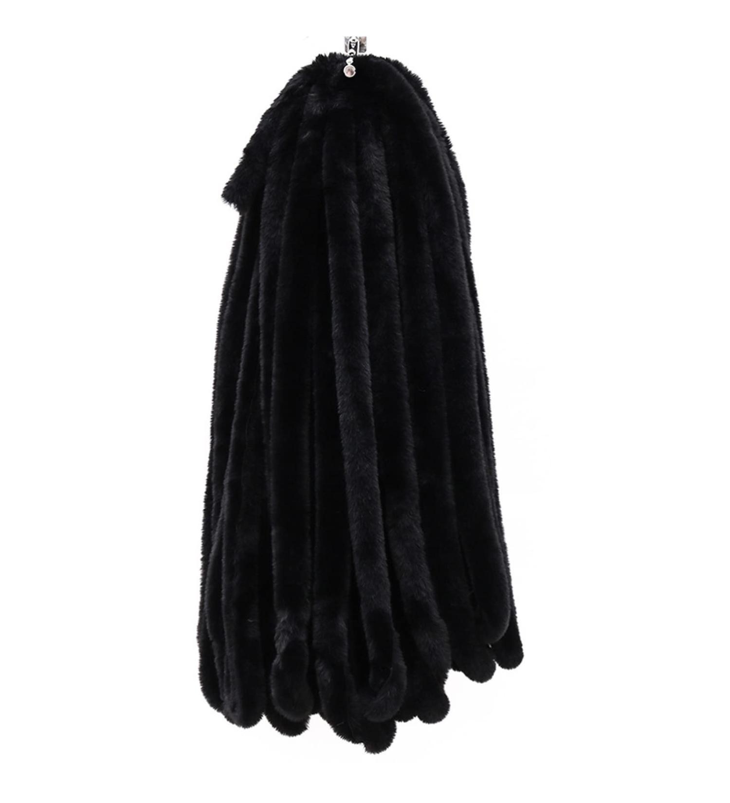 10.94 Yards DIY Faux Rabbit Fur Ribbon for Clothes Accessory - Black | Artificial Fluffy Fur Strips for Coat Hood Hat - One Size - Buy Online on GoSupps.com