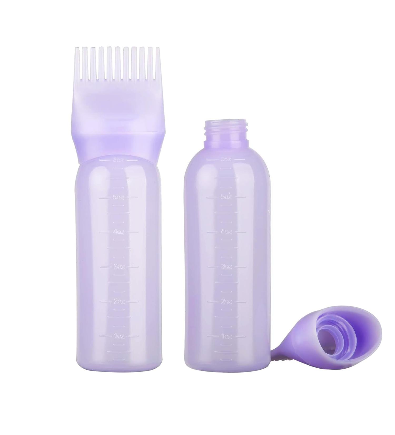 2pcs Root Comb Applicator Bottle Set | Hair Dye & Oil Brush with Graduated Scale | 6 OZ Purple - Buy Online on GoSupps.com