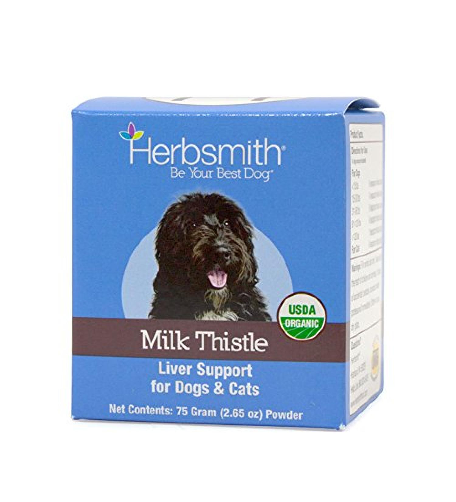 Herbsmith Organic Milk Thistle Liver Supplement for Dogs & Cats | Made in USA 75g Powder - Buy Online on GoSupps.com