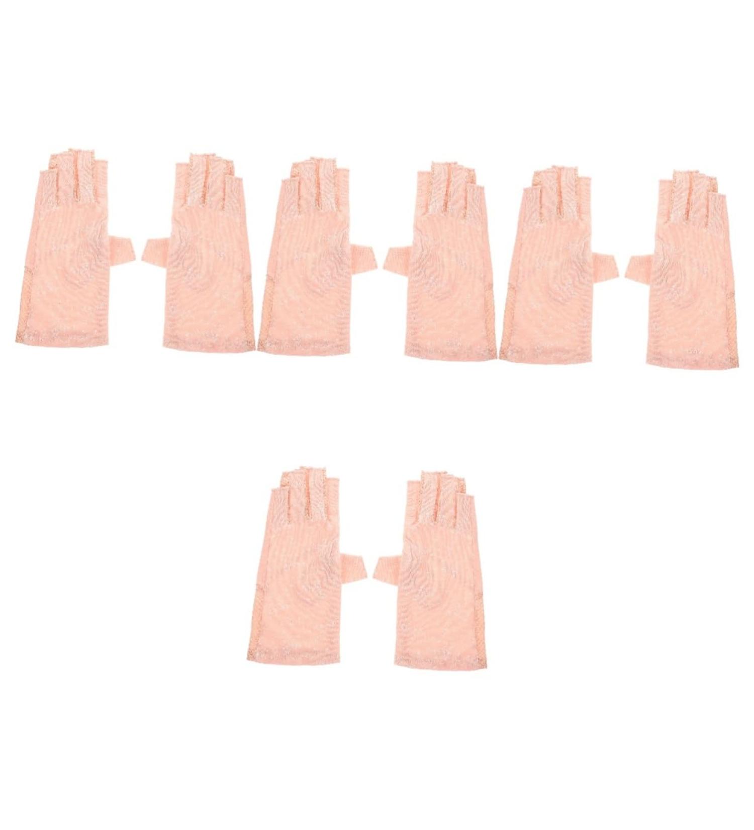 minkissy 4 Pairs Sun Protection Half Finger Gloves Skin Protective Gloves Gloves Riding Gloves Nail Gloves Prevention Gloves Salon Hand Guard Nylon Manicure Miss Pink - Buy Online on GoSupps.com