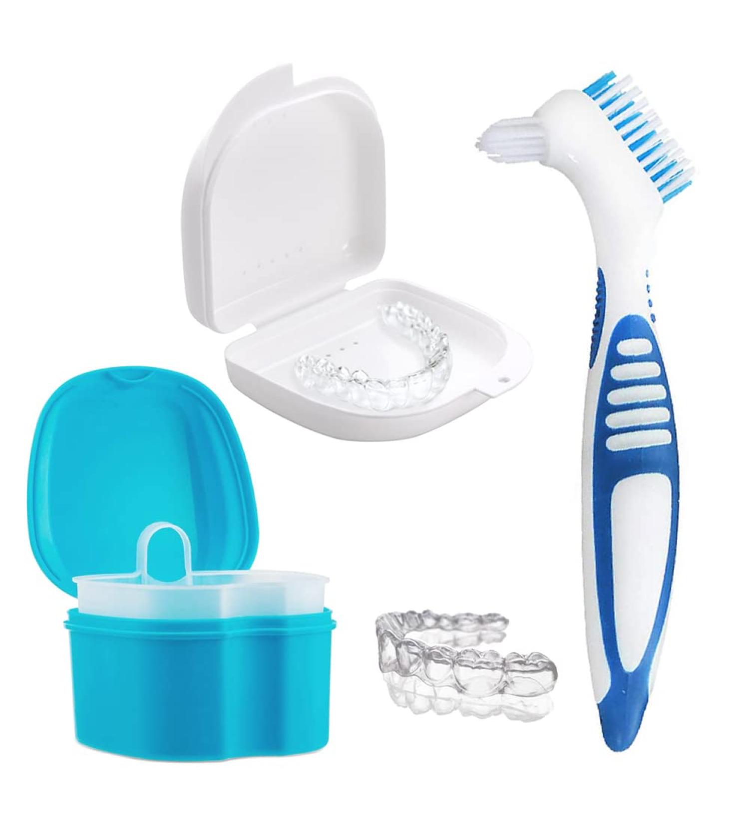 Suprotoy Prosthesis Brush Set & Braces Cleaning Storage Box - Blue Toothbrush for Dentures & Braces Care - Buy Online on GoSupps.com