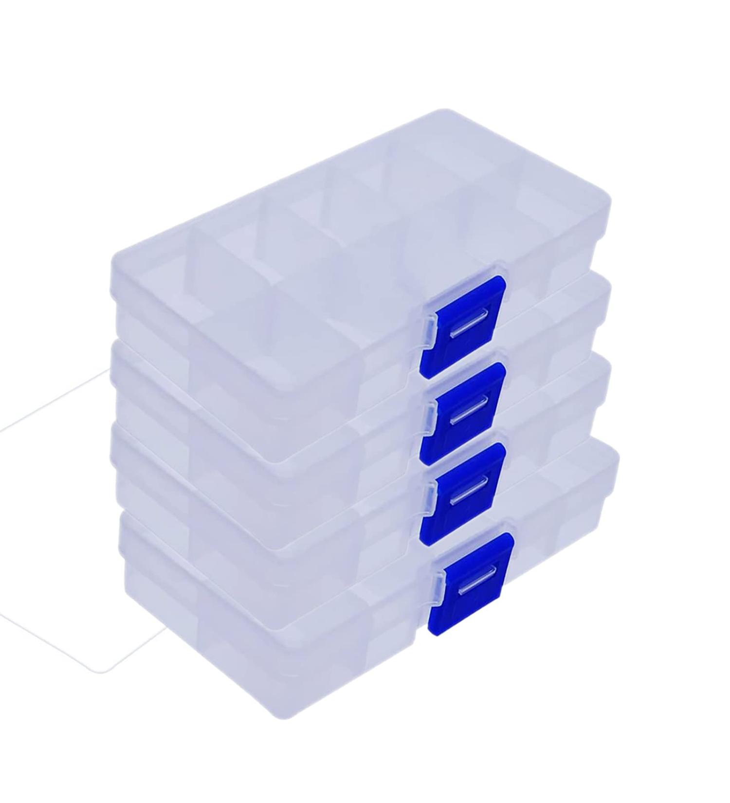 4 Pcs Adjustable Small Clear Plastic Jewelry Organizer Storage Box - 10-Grid Earring Tool Containers (White) x 4 - Buy Online on GoSupps.com