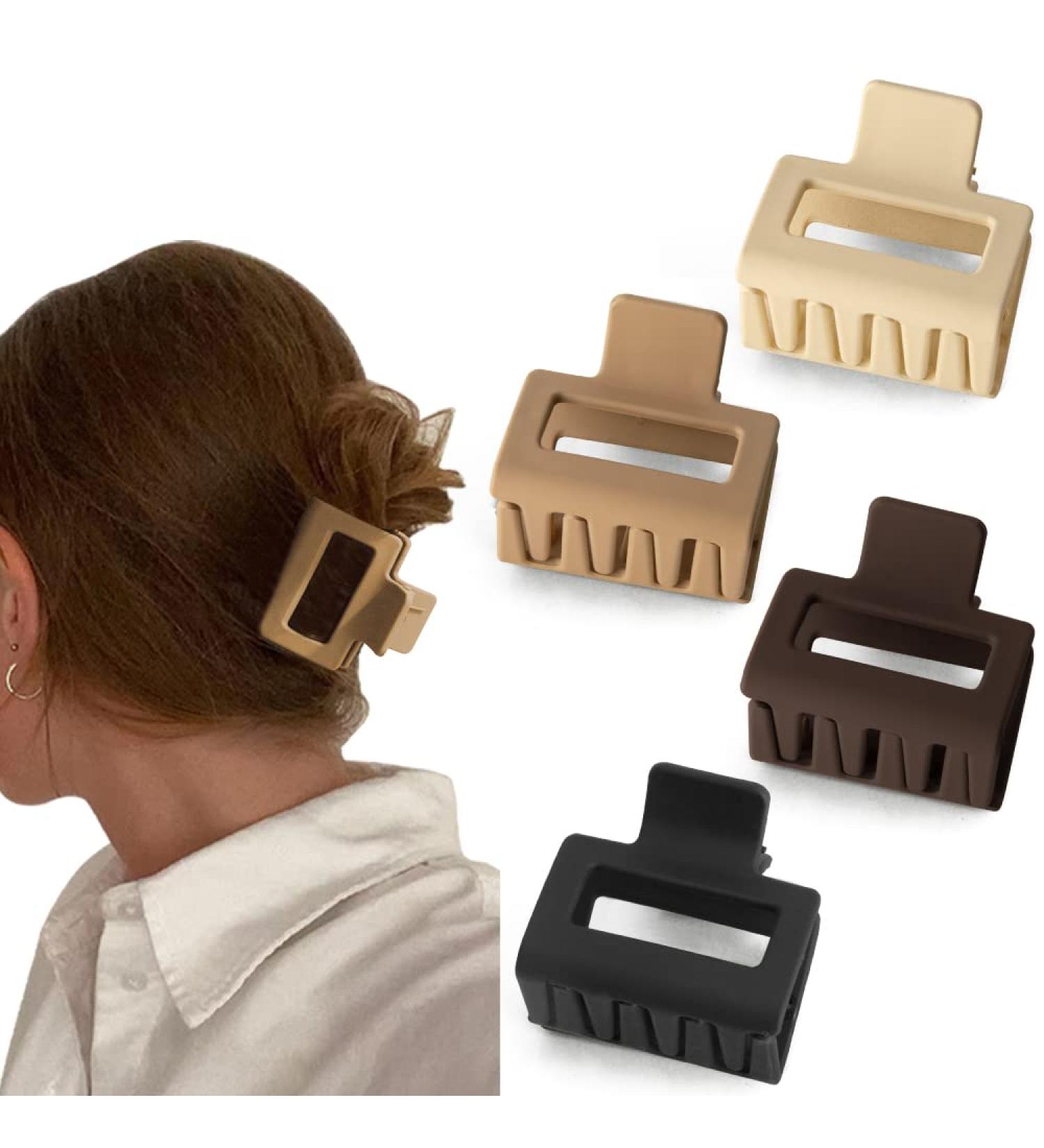 Bolonar 4PCS Neutral Hair Clips Set - Matte Square & Claw Clips for Thin and Thick Hair - Women's Hair Accessories - Buy Online on GoSupps.com