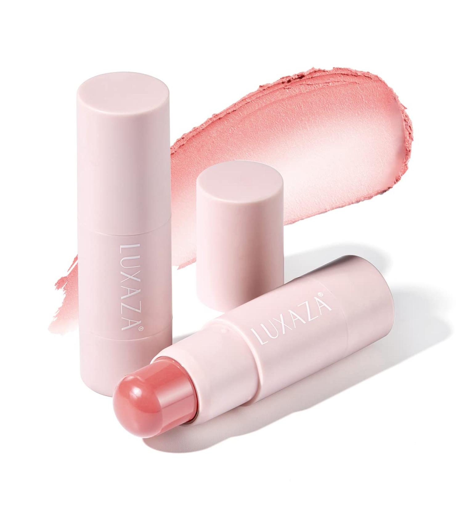 LUXAZA Cream Blush Stick for Cheeks & Lips - Natural Matte Finish | Lightweight Dewy Creme Blush for Mature Skin | Peachy-Pink Shade #01B - Buy Online on GoSupps.com