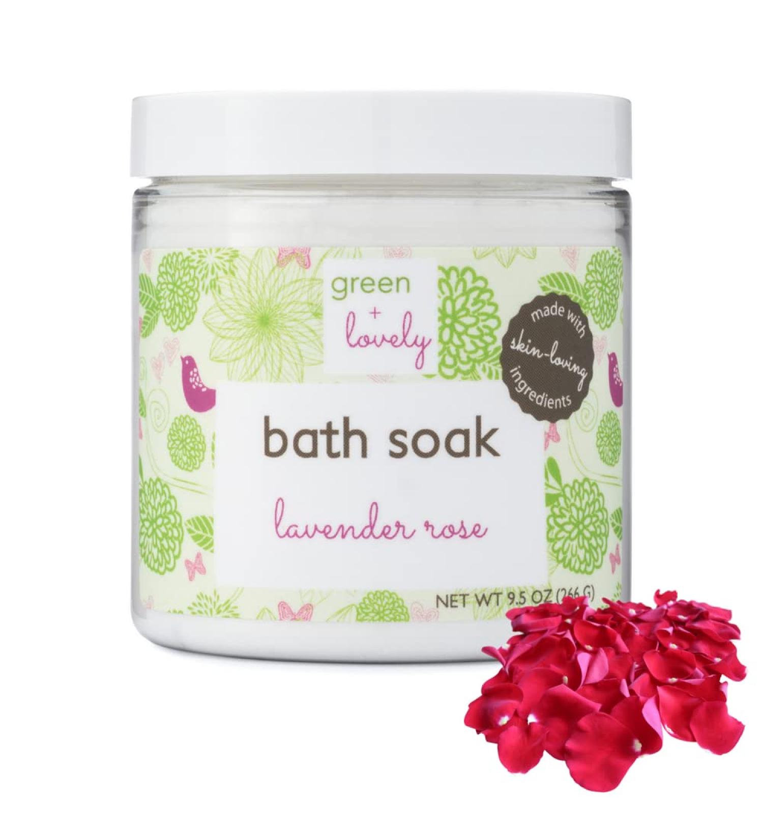 Lavender Rose Bath Soak Bulgarian Rose Botanicals with Calming Soothing Lavender Relaxing Bath Detox Soak - 10.5 oz