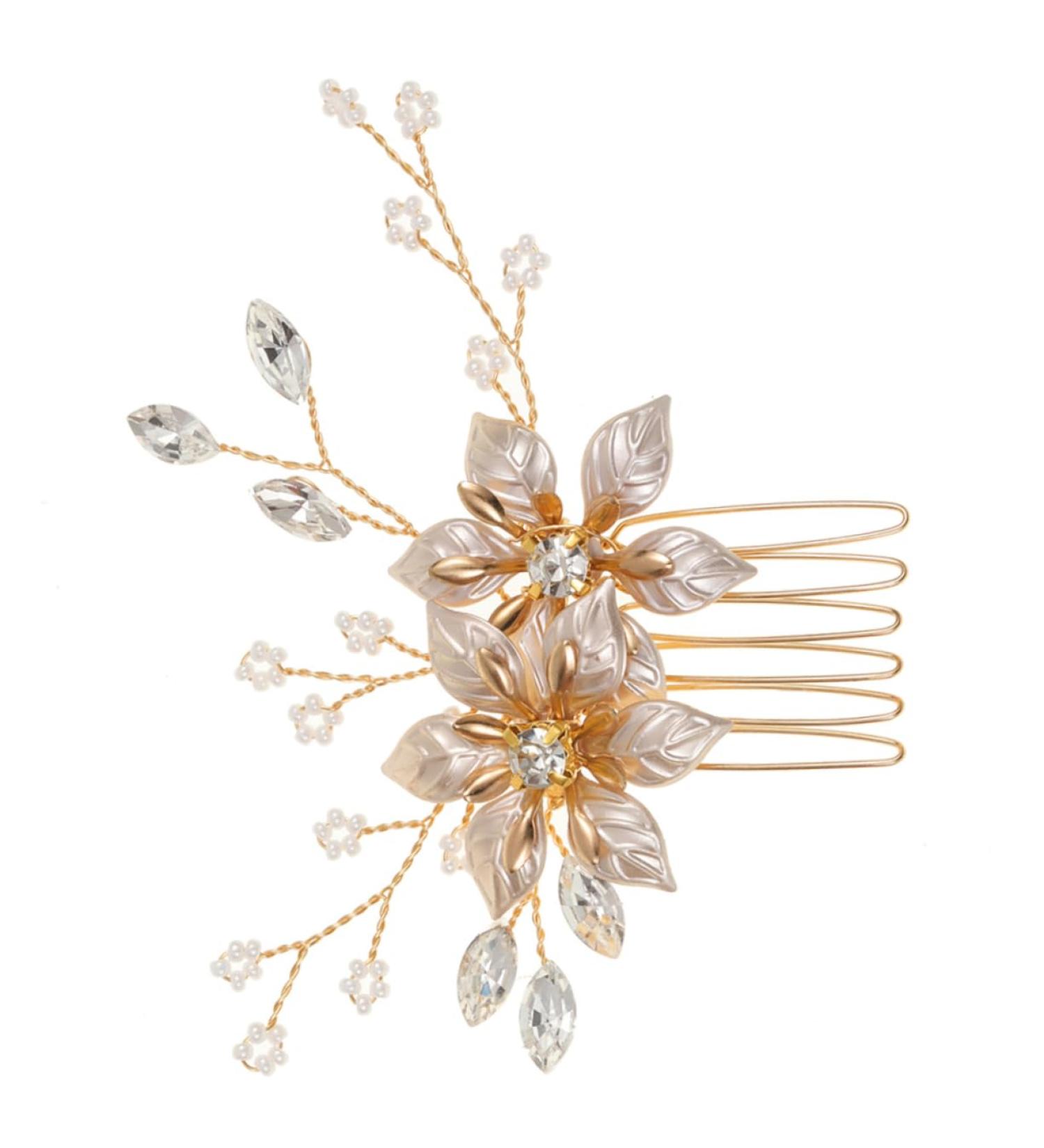 Beavorty flower hair comb bride hair comb clip wedding guest gold headband shiny metal headband bridal headdress sparking hair hoops crystal wedding headdress decorate Miss manual - Buy Online on GoSupps.com