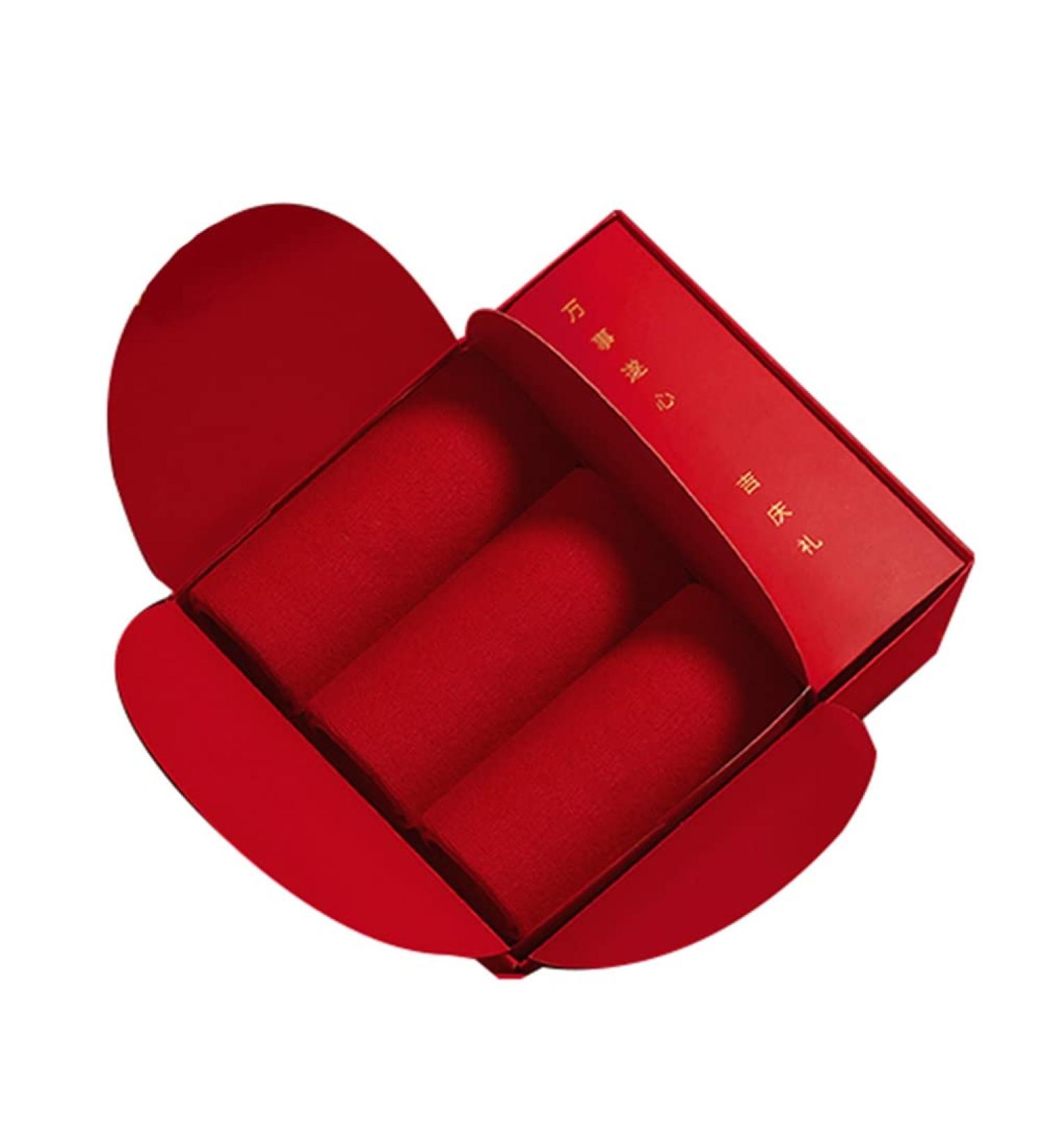 Chinese New Year Men's Red Cotton Socks 3 Pair Gift Set | Spring Festival Wedding Socks in Red | Size 39-44 - Buy Online on GoSupps.com