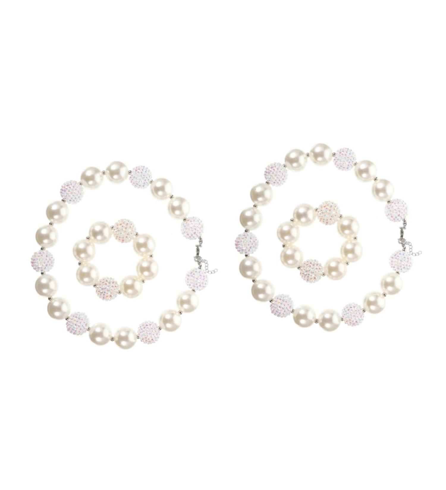 ibasenice 2 Sets Necklace Set Kids Girl Toys Girls Necklaces Necklace for Girls Necklace for Kids Girls Bracelet Toy for Girls Pearl Bracelets Pearl Choker White Acrylic Jewelry Child - Buy Online on GoSupps.com