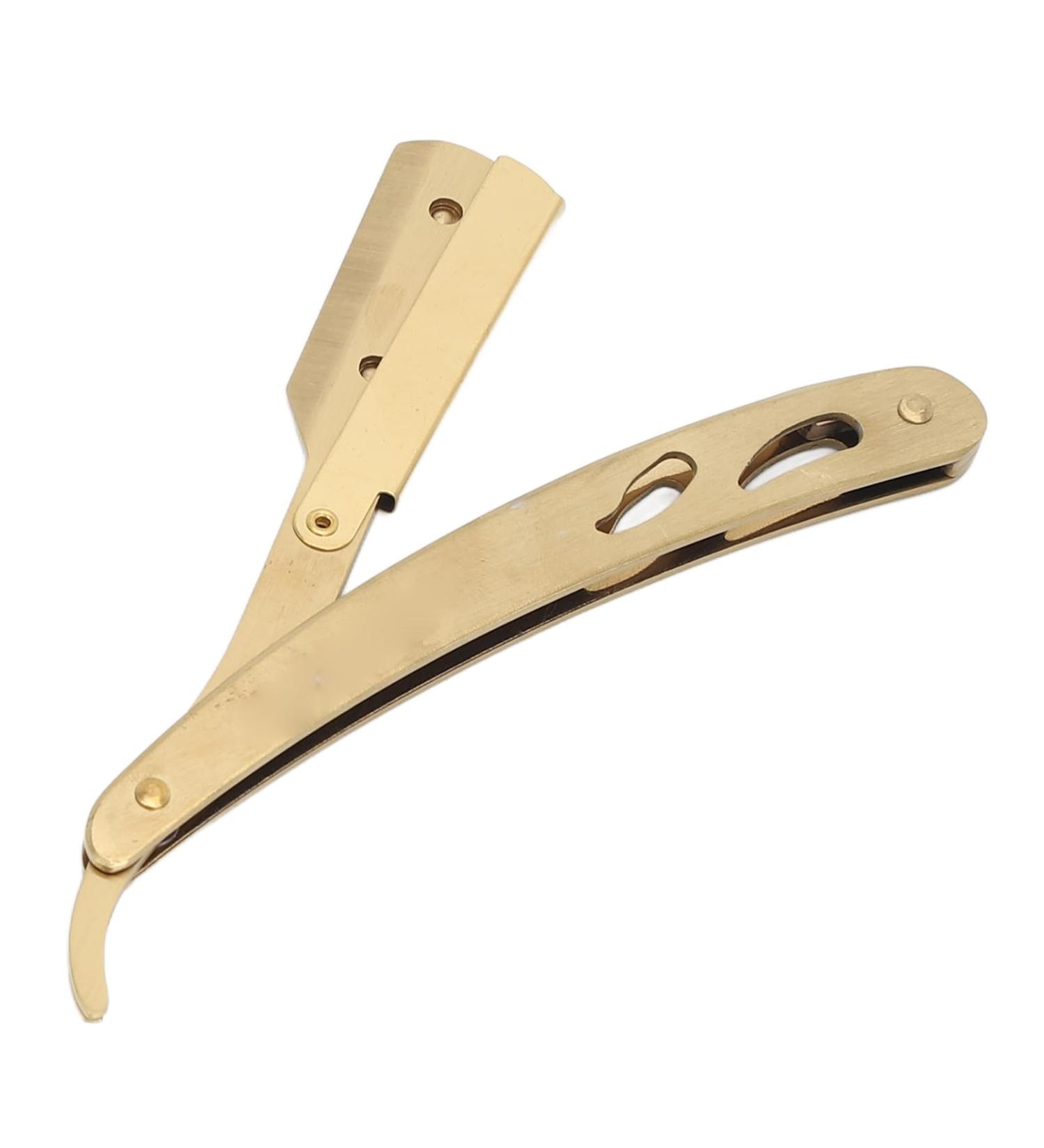 Premium Stainless Steel Face Razor & Neck Cutter - Foldable Manual Beard Knife Holder (Single Blade Straight Edge) - Buy Online on GoSupps.com