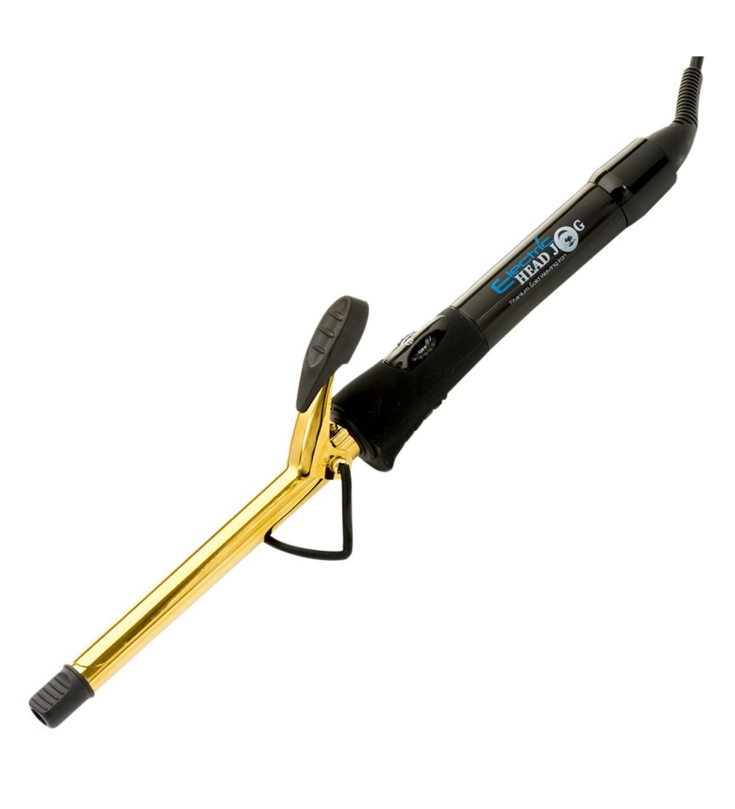 Electric Head Jog 16mm Titanium Gold Waving Iron. Hot Curling Wand with Variable Temperature. Ionic Charge Curler for Shine Soft & Healthy Hair. Curl Tongs with Cool Tips for Easy Styling. (16mm)