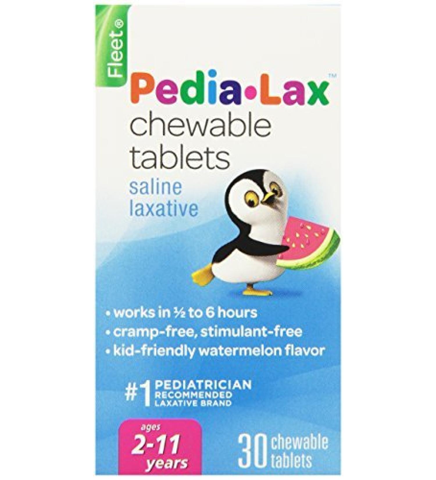Pedia-Lax Children's Saline Laxative Chewable Tablets Watermelon 30 Tablets by Pedia-Lax