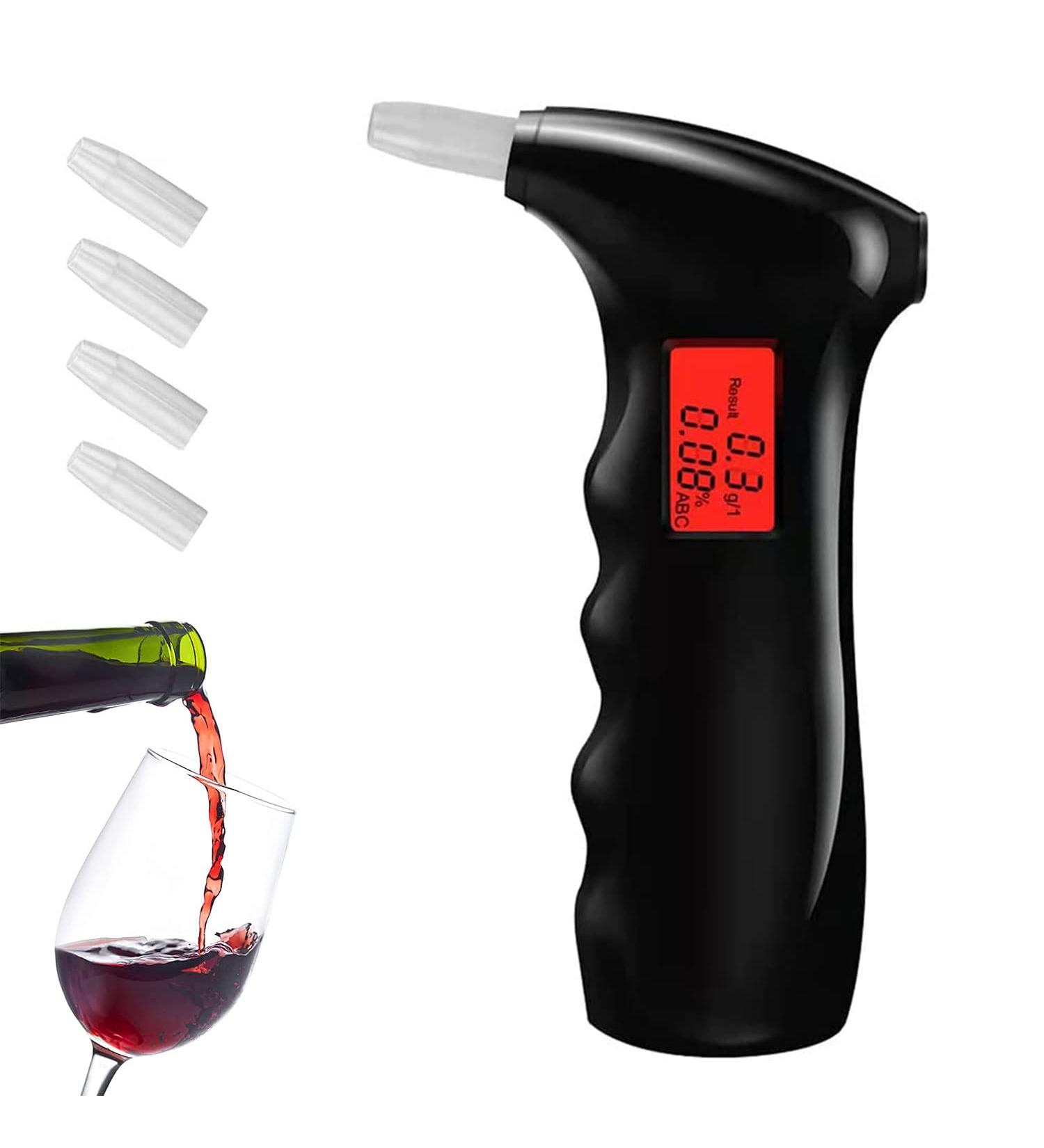 Professional Portable Alcohol Tester Breathalyzer | Digital LCD, Auto Power Off, Sound Alarm | 5 Mouthpieces | for Drivers & Home Use - Black - Buy Online on GoSupps.com