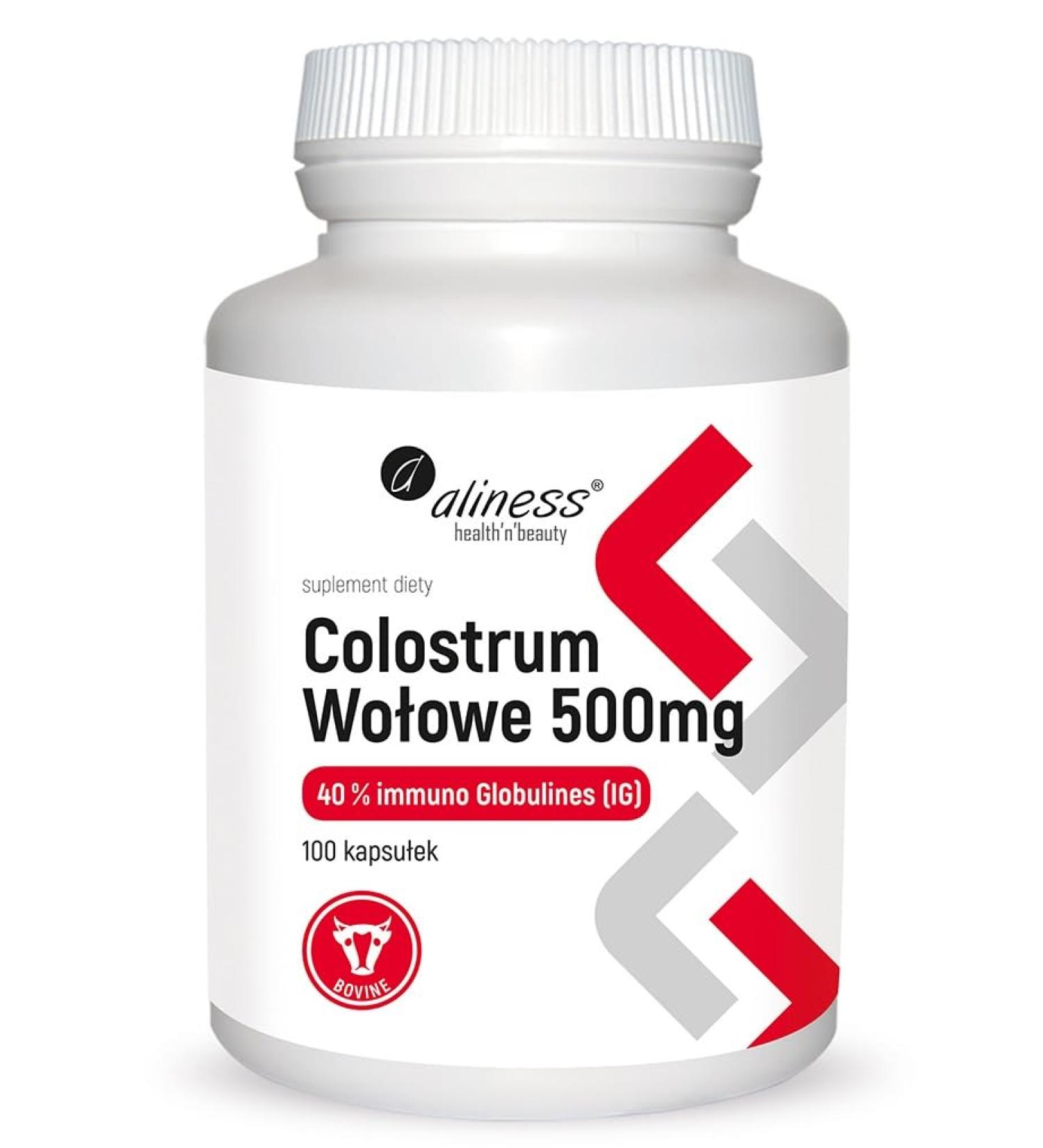 Aliness Bovine Colostrum 500mg 40% Imuno Glbulines IG 100 capsules Aliness