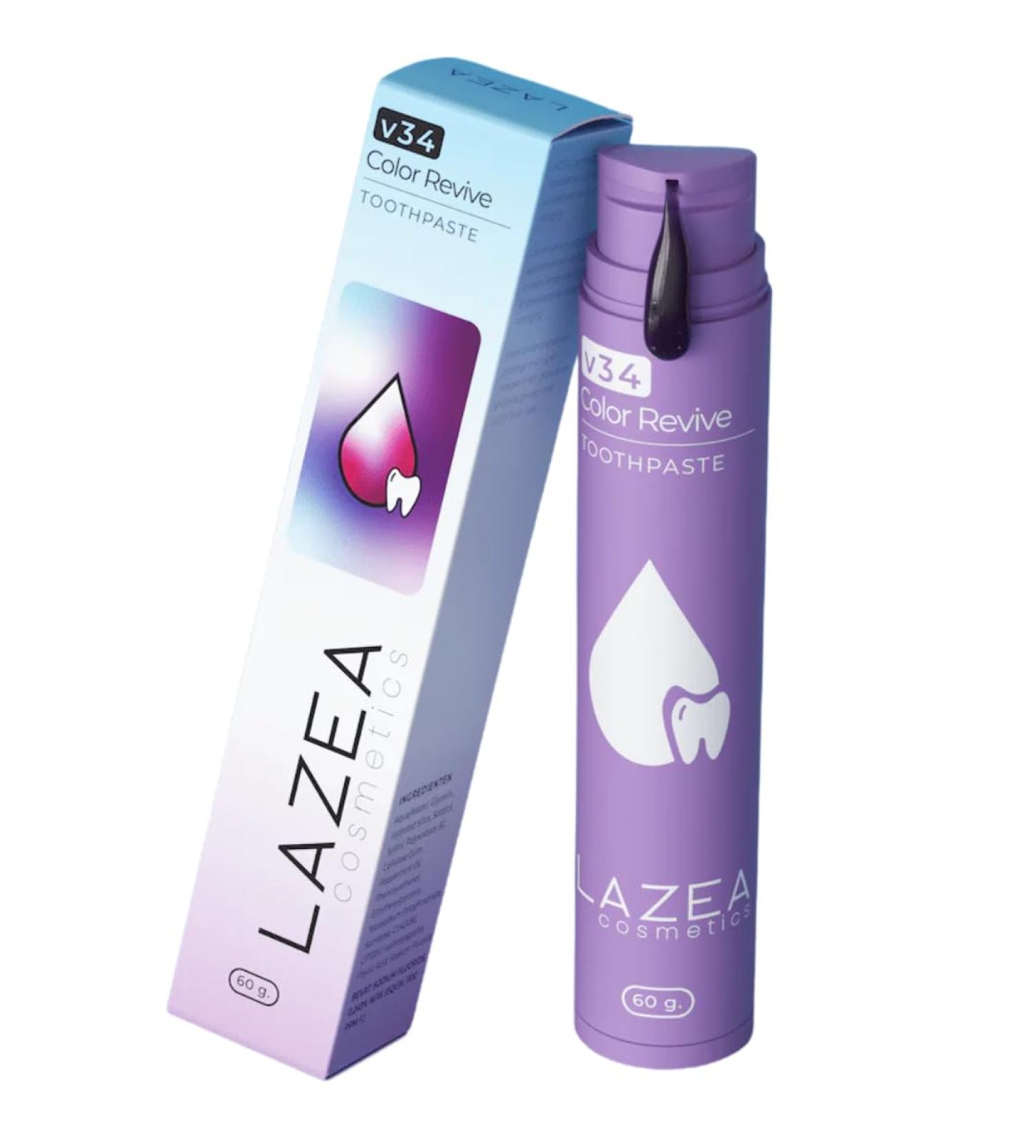 Lazea Cosmetics LAZEACosmetics v34ColorRevive Toothpaste Purple Color Correction Peroxidefree Vegan Glazefriendly 60ml - Buy Online on GoSupps.com