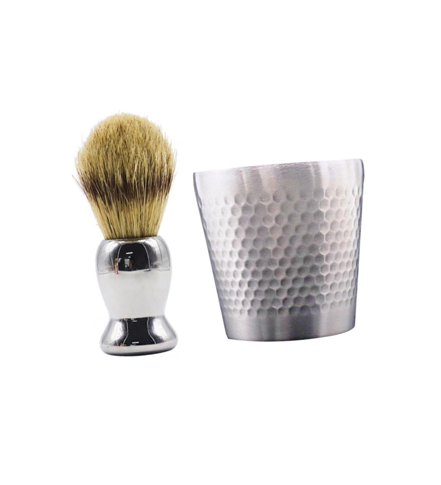 Shop Ipetboom Beard Brush Set for Men - Complete Shaving Kit with Mustache Brush & Razor - Premium Silver Beard Grooming Tools - Buy Online on GoSupps.com