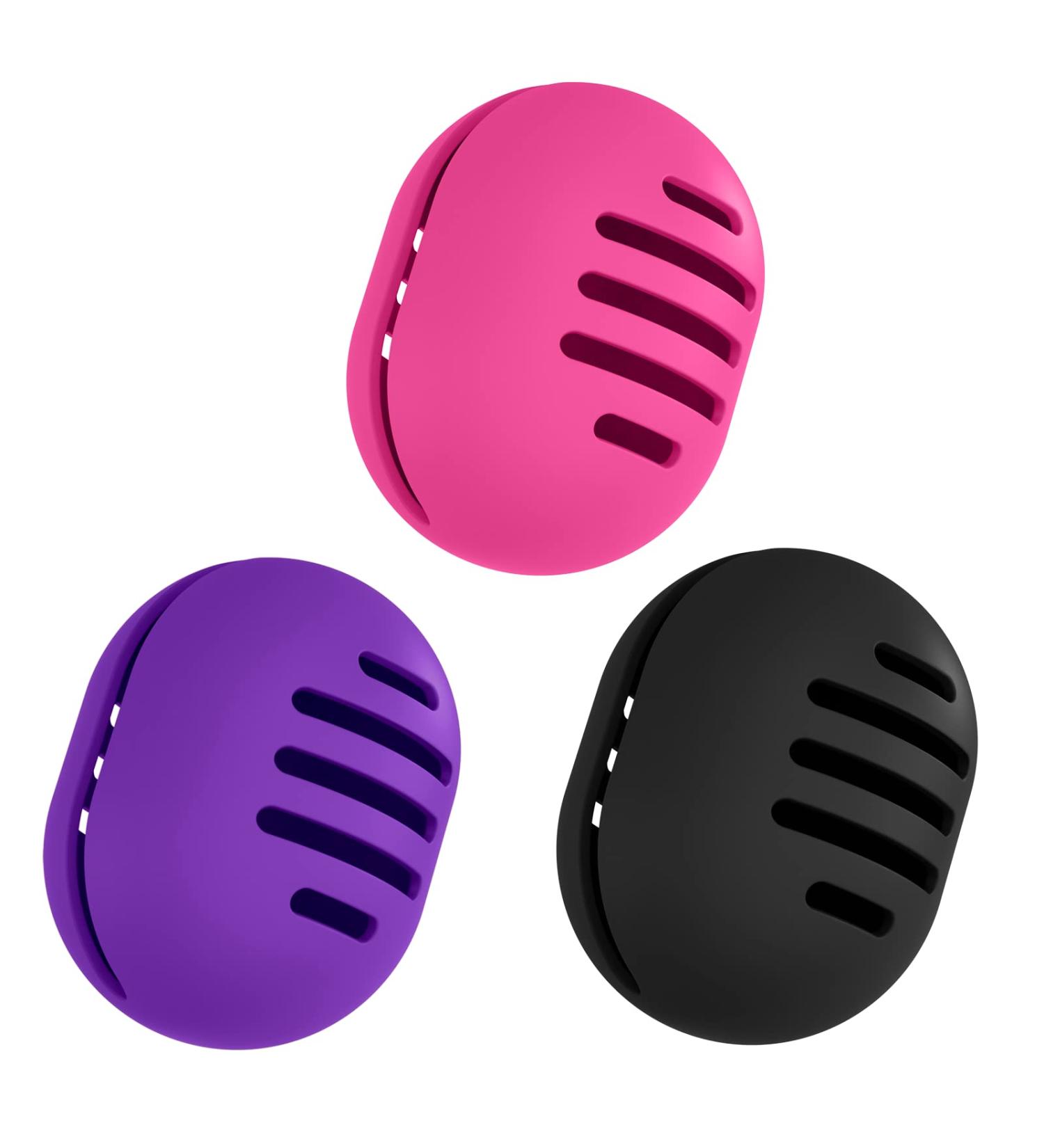 Fauxomor 3-Pack Make-Up Sponge Holder | Breathable Silicone Beauty Blender Travel Bag | Portable & Fracture-Safe Cosmetics Tool - Black Rose Red Purple - Buy Online on GoSupps.com