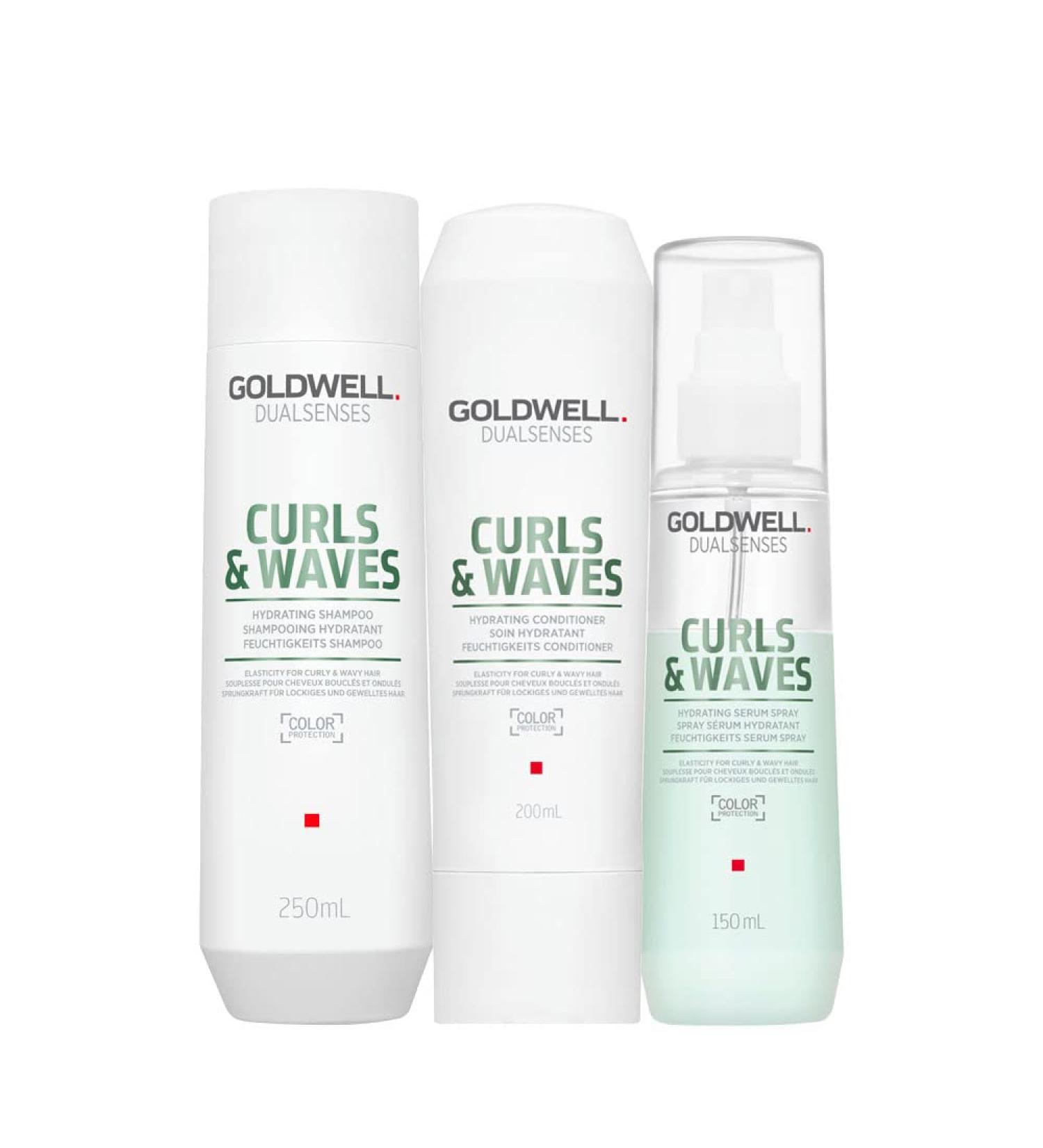 Goldwell Dualsenses Curls & Waves Hydrating Shampoo 250ml Conditioner 200ml Serum Spray 150ml