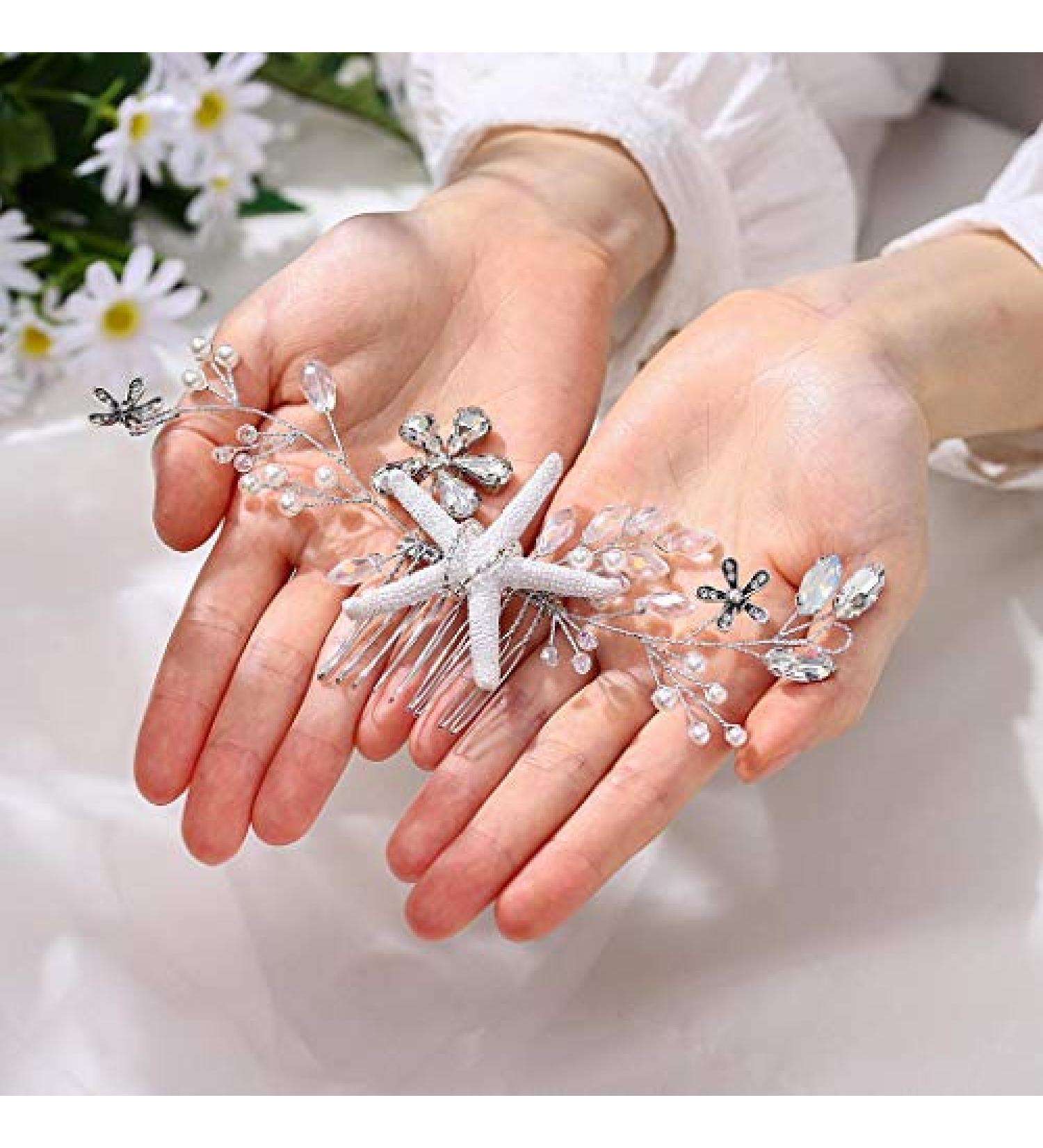 Unicra Starfish Bride Wedding Hair Comb - Silver Bridal Hair Piece for Women and Girls - Buy Online on GoSupps.com