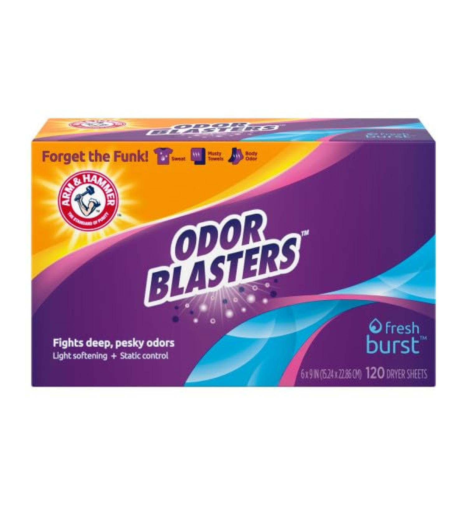 Arm & Hammer Odor Blasters Fresh Burst Dryer Sheets - 120 Count | Odor-Eliminating Laundry Solution for Freshness | International Shipping Available - Buy Online on GoSupps.com