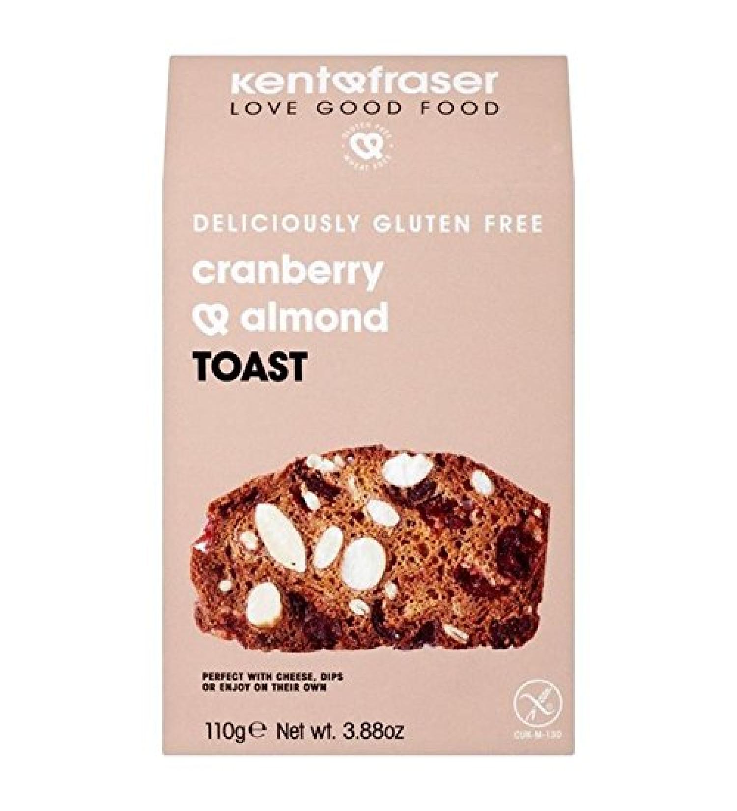 Kent & Fraser Gluten Free Cranberry & Roasted Almonds 110G (Pack of 4)