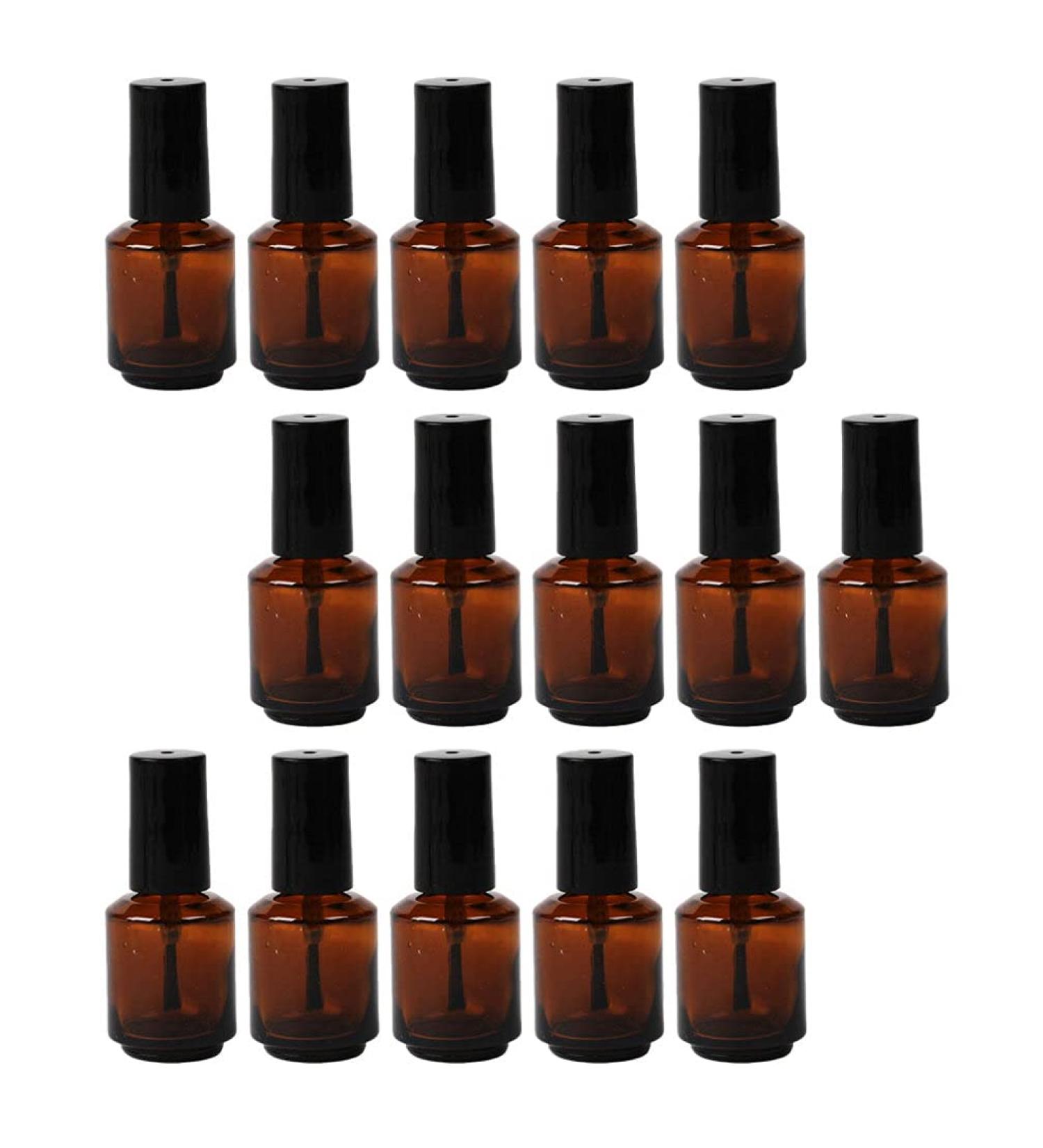 Minkissy 15Pcs 10ml Empty Nail Polish Bottles - Refillable Glass Containers with Brush Cap for Nail Art & DIY Salon - Buy Online on GoSupps.com