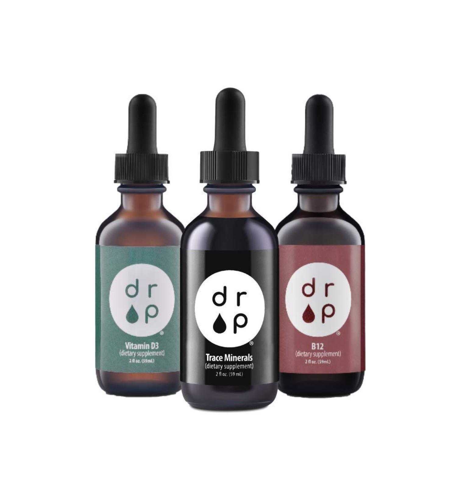Organic Trace Minerals & Electrolyte Drops + Vitamin D3 & B12 2 oz Liquid Bundle - Buy Online on GoSupps.com
