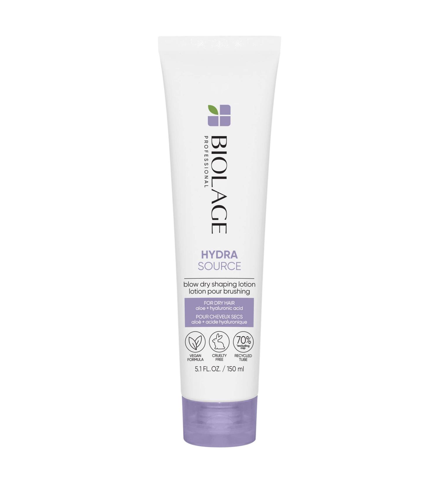 Biolage Hydra Source Blow Dry Shaping Lotion - Heat Protectant | Hydrating Styling | Aloe & Hyaluronic Acid | Vegan, Cruelty-Free | 5.1 fl. oz - Buy Online on GoSupps.com